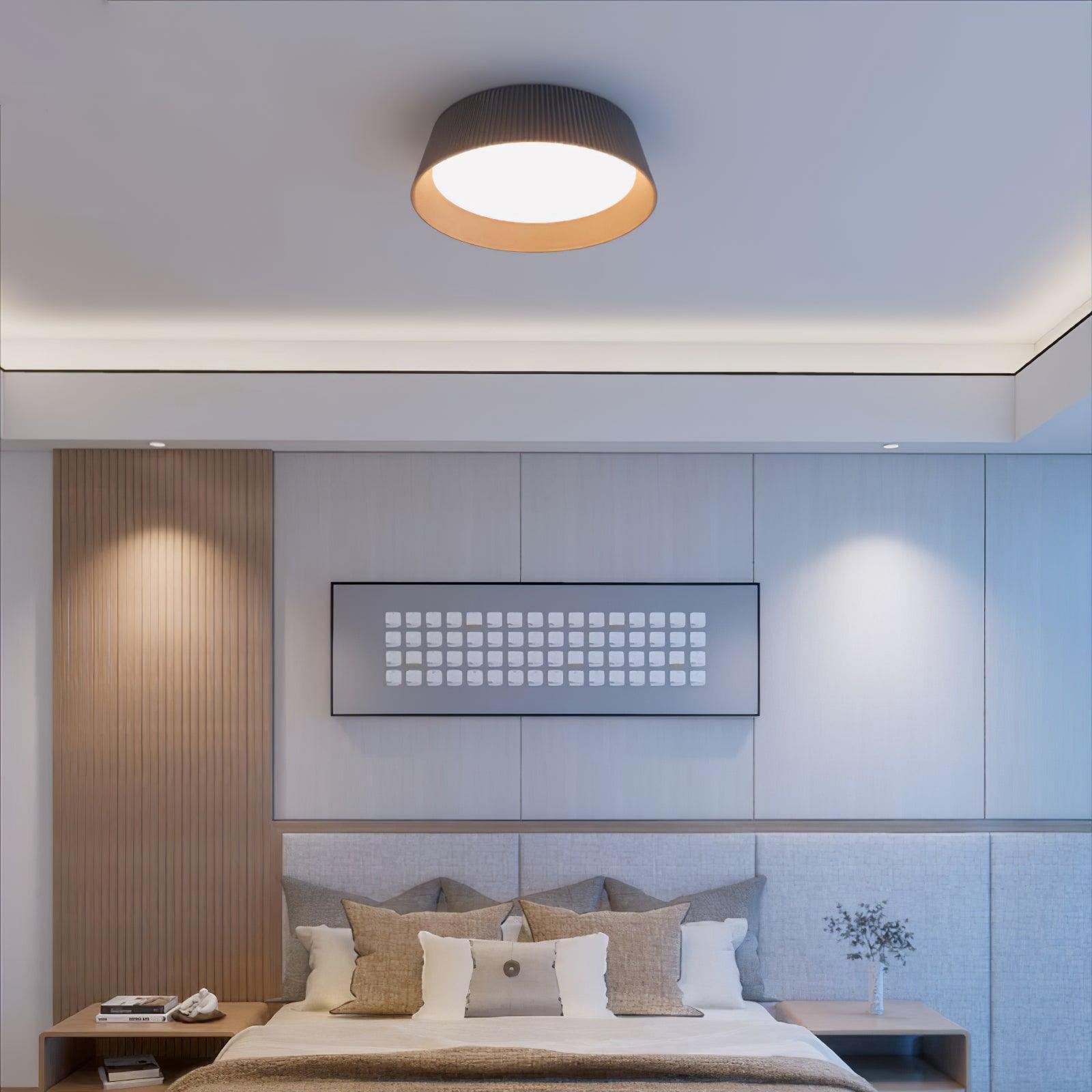 Lalem Ceiling Lamp Ribbed Drum Wood Elegant Contemporary-Neutral Decor