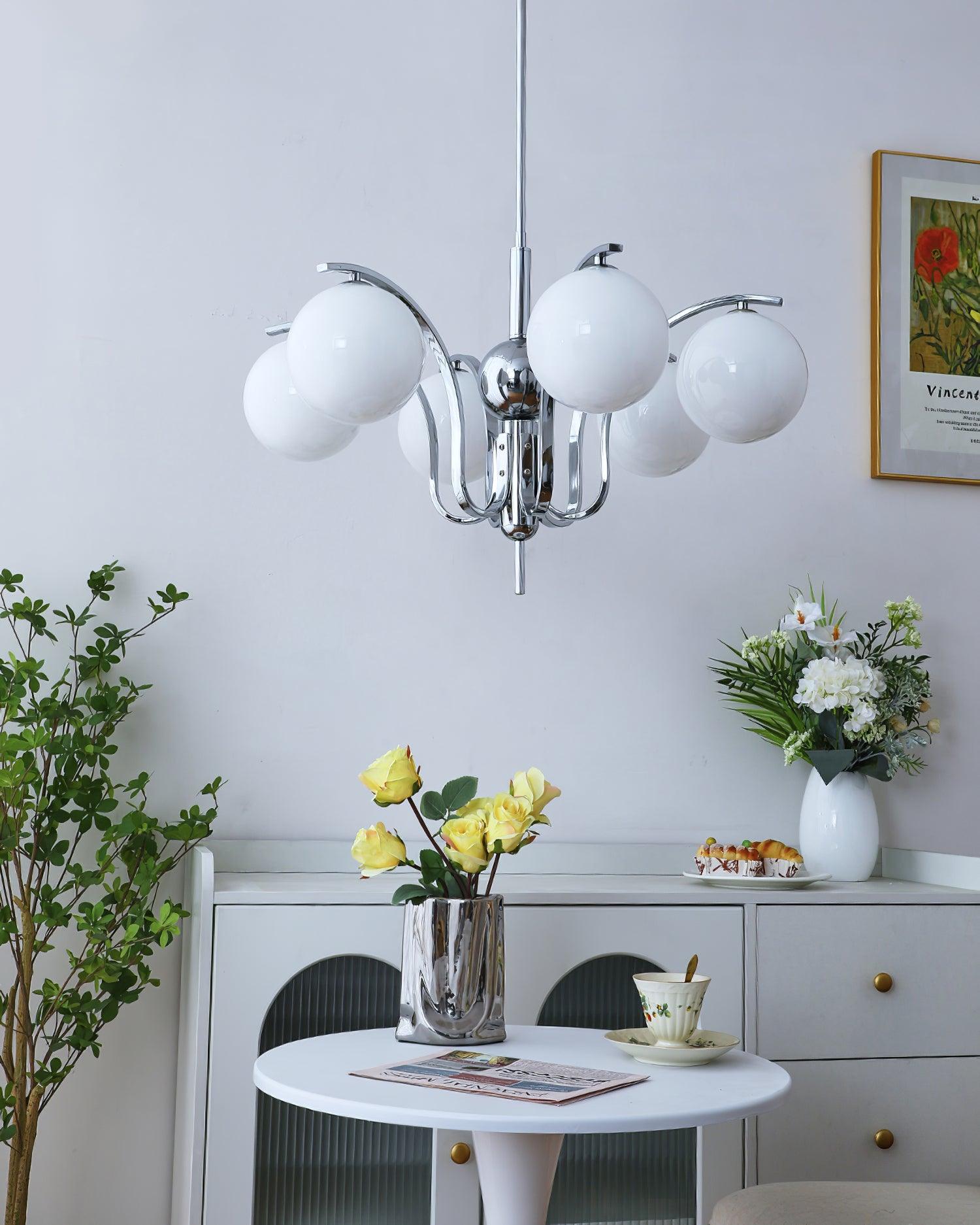 Lustra Chandelier Chrome Glass Modo Deco Elegant-Neutral Decor