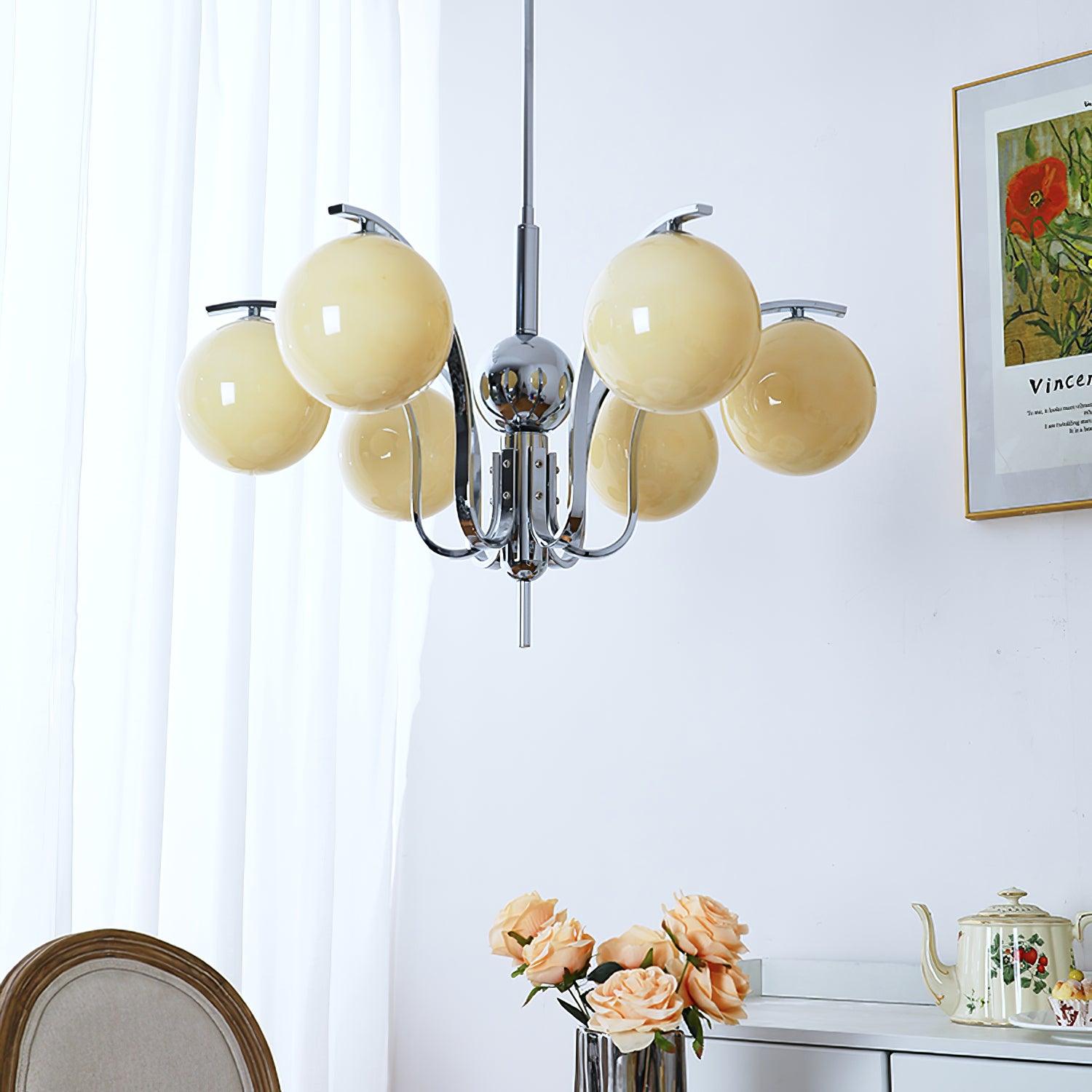 Lustra Chandelier Chrome Glass Modo Deco Elegant-Neutral Decor