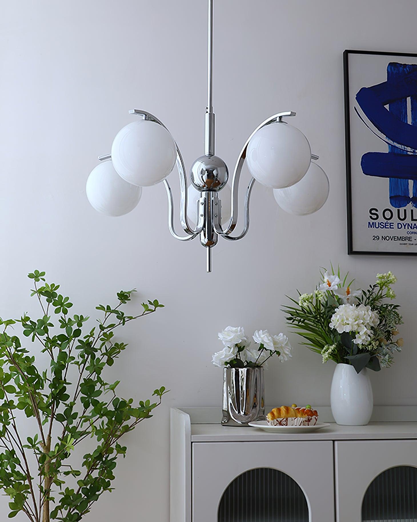Lustra Chandelier Chrome Glass Modo Deco Elegant-Neutral Decor