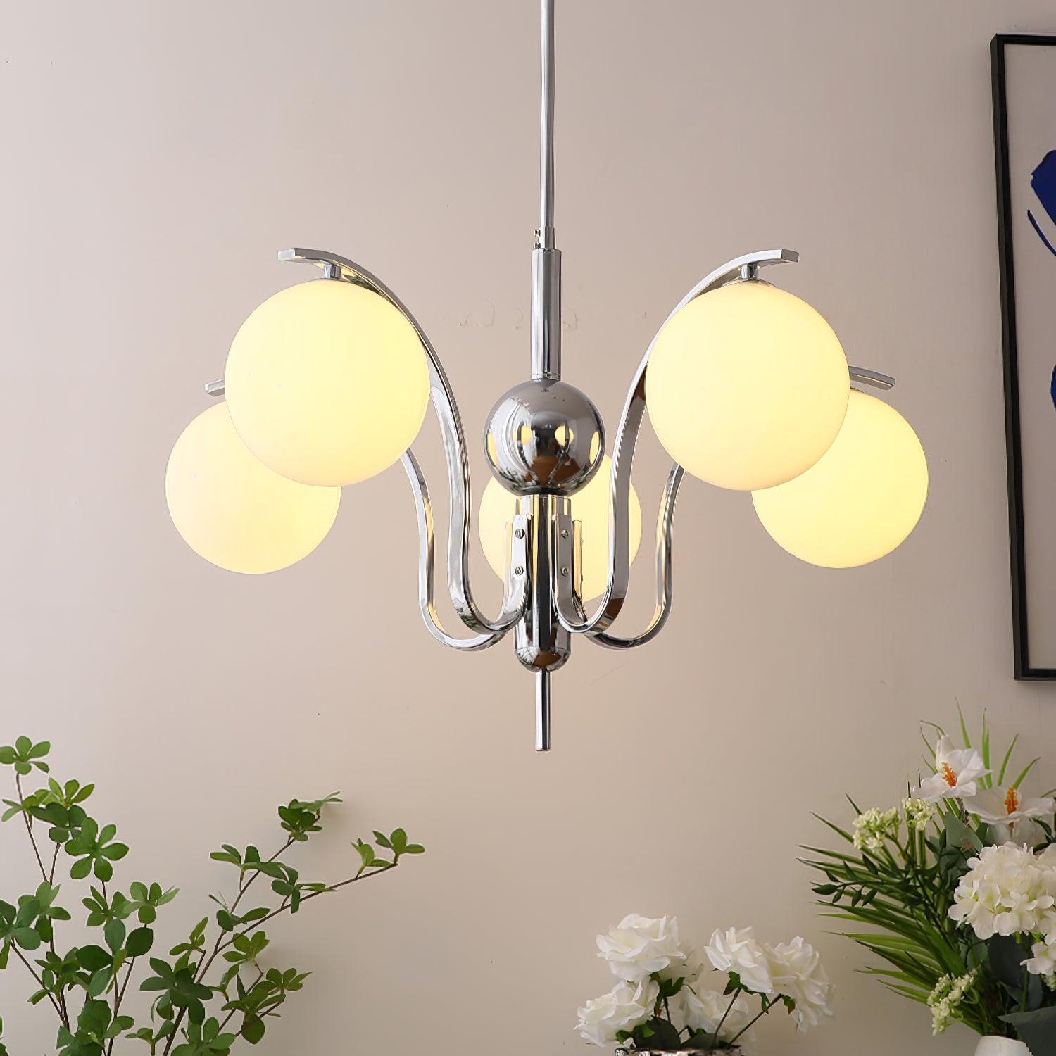 Lustra Chandelier Chrome Glass Modo Deco Elegant-Neutral Decor