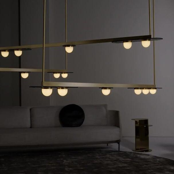 Lustra Chandelier LED Linear Gold Frame-Neutral Decor