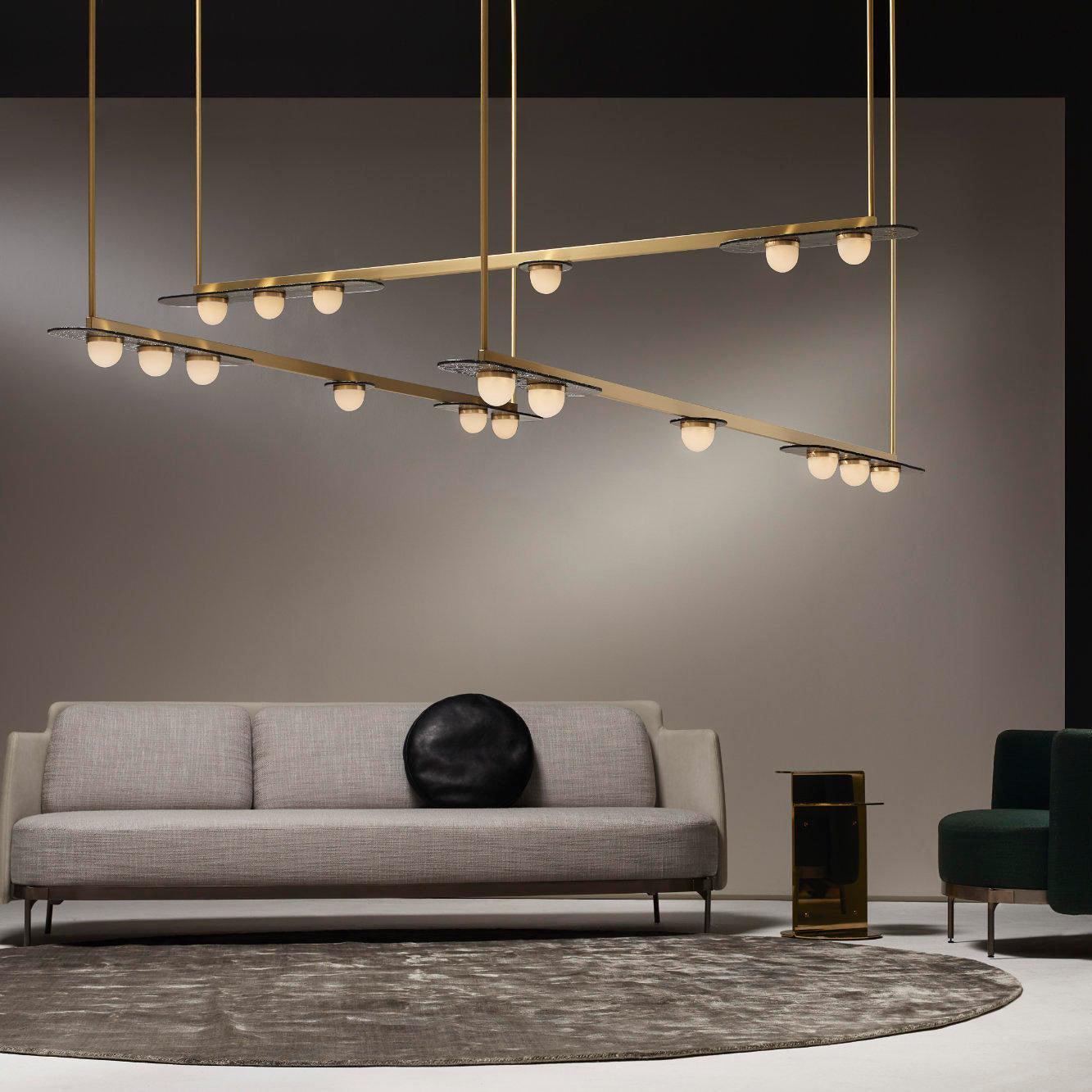 Lustra Chandelier LED Linear Gold Frame-Neutral Decor