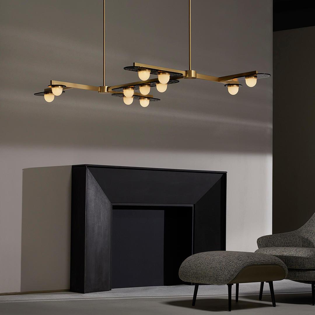 Lustra Chandelier LED Linear Gold Frame-Neutral Decor