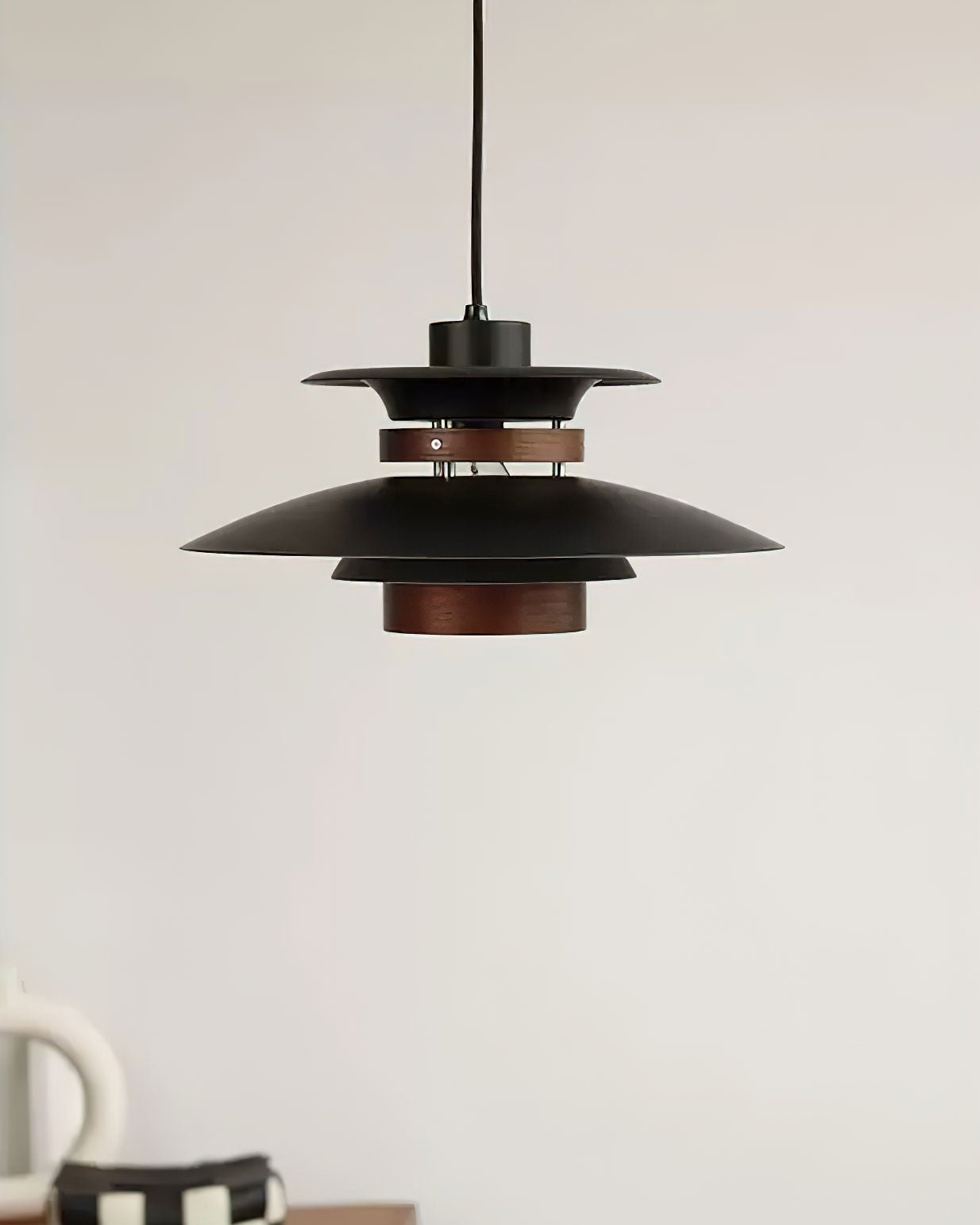 Xyla Pendant Lamp Wood Layered Shade Nordic Dining-Neutral Decor