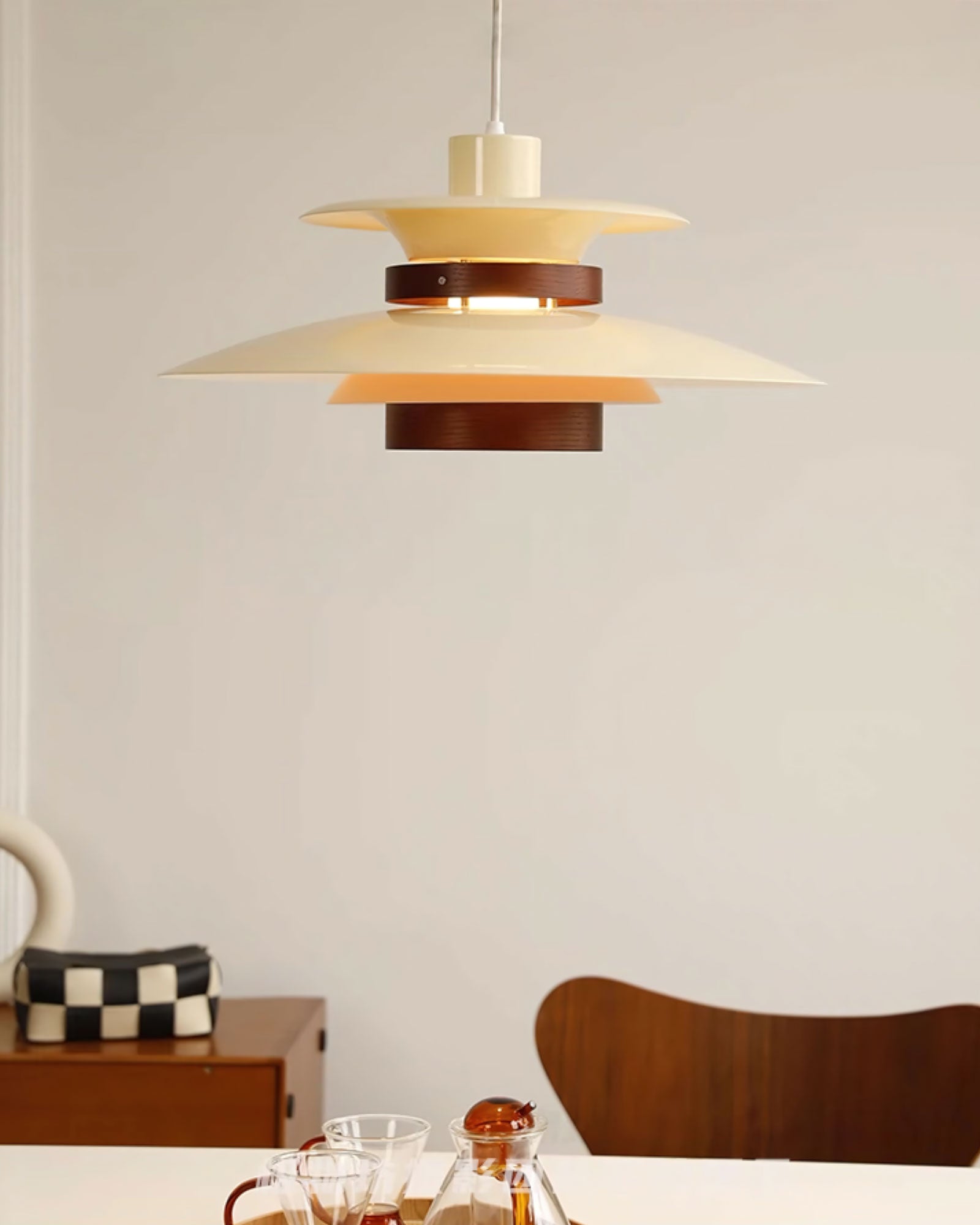 Xyla Pendant Lamp Wood Layered Shade Nordic Dining-Neutral Decor