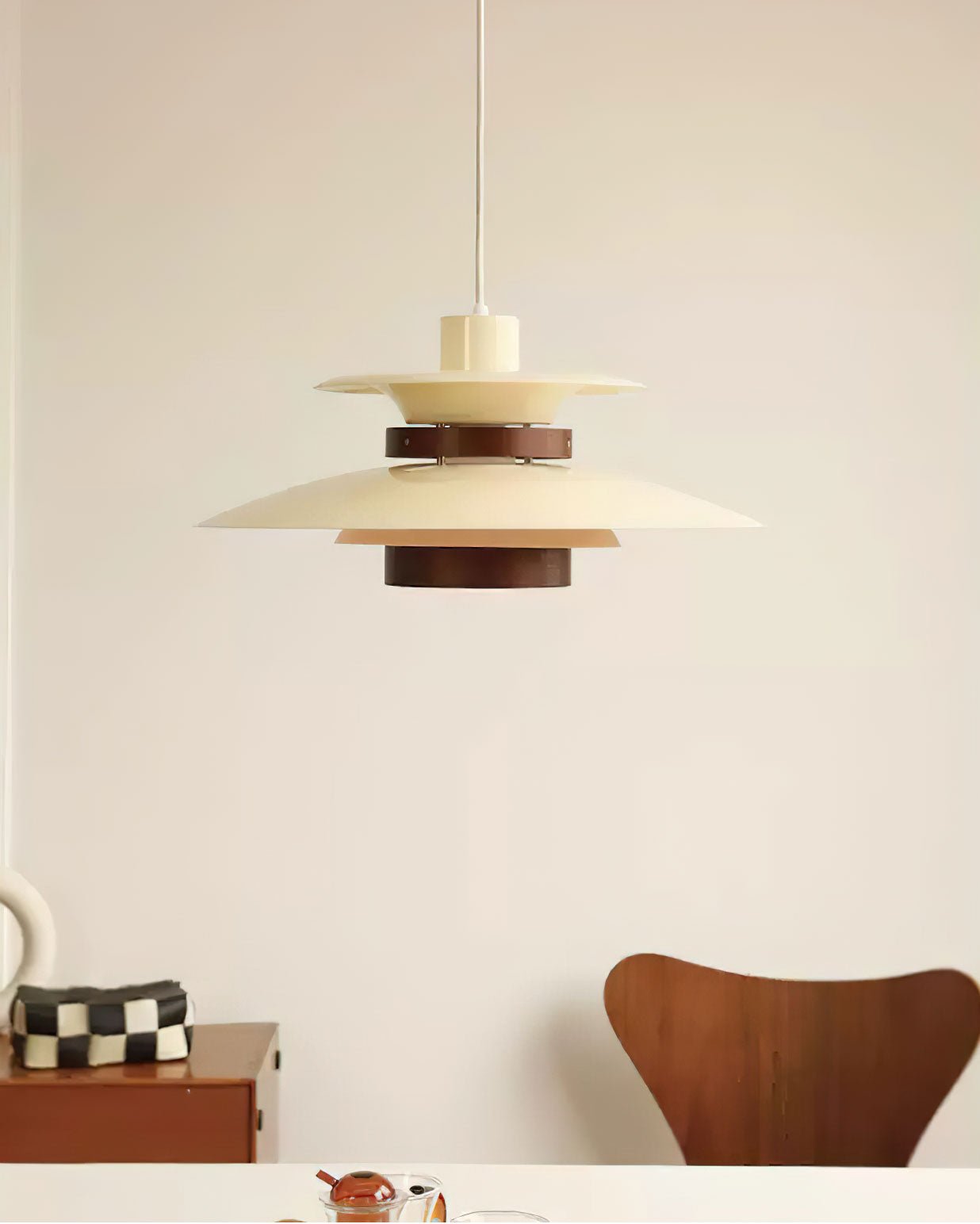 Xyla Pendant Lamp Wood Layered Shade Nordic Dining-Neutral Decor