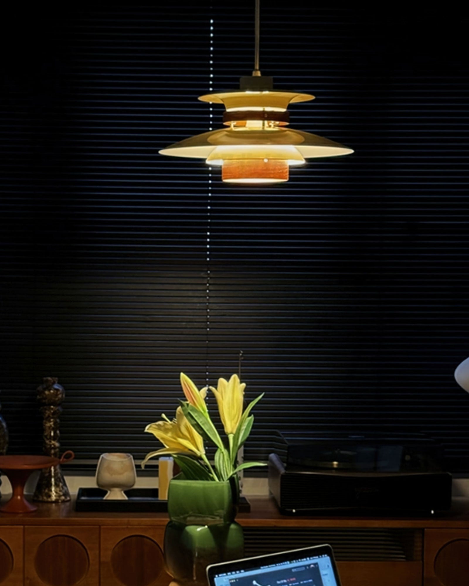 Xyla Pendant Lamp Wood Layered Shade Nordic Dining-Neutral Decor
