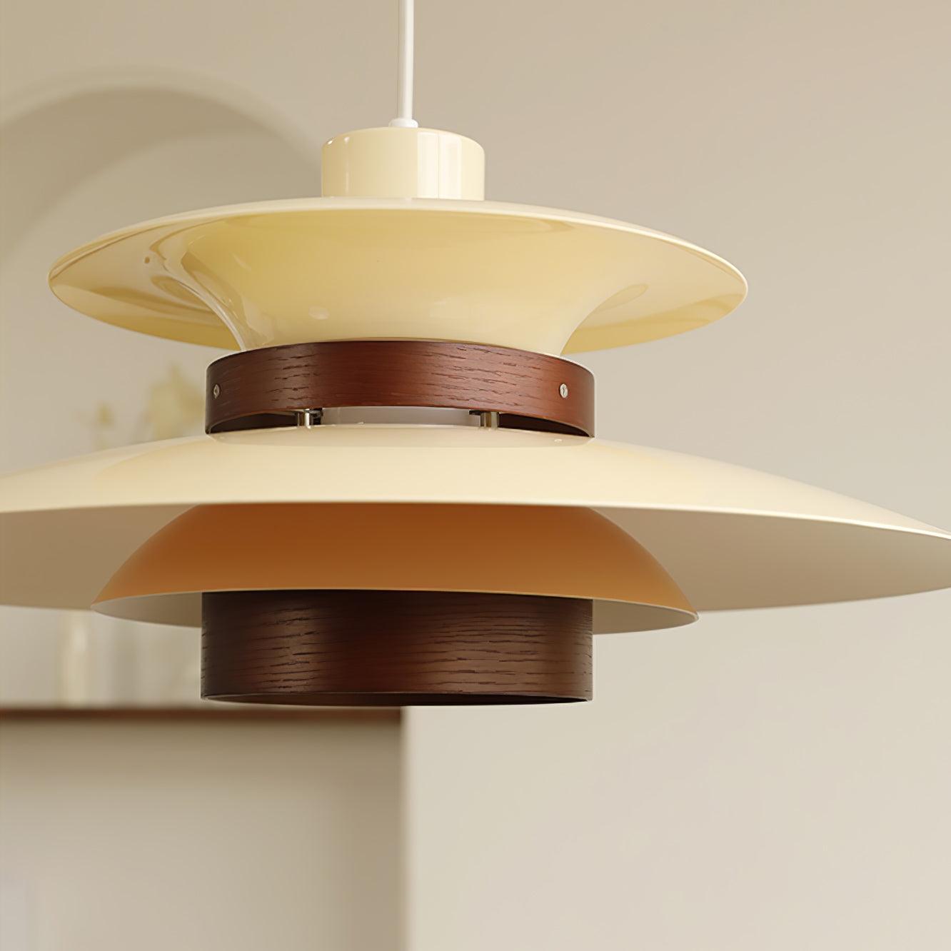 Xyla Pendant Lamp Wood Layered Shade Nordic Dining-Neutral Decor