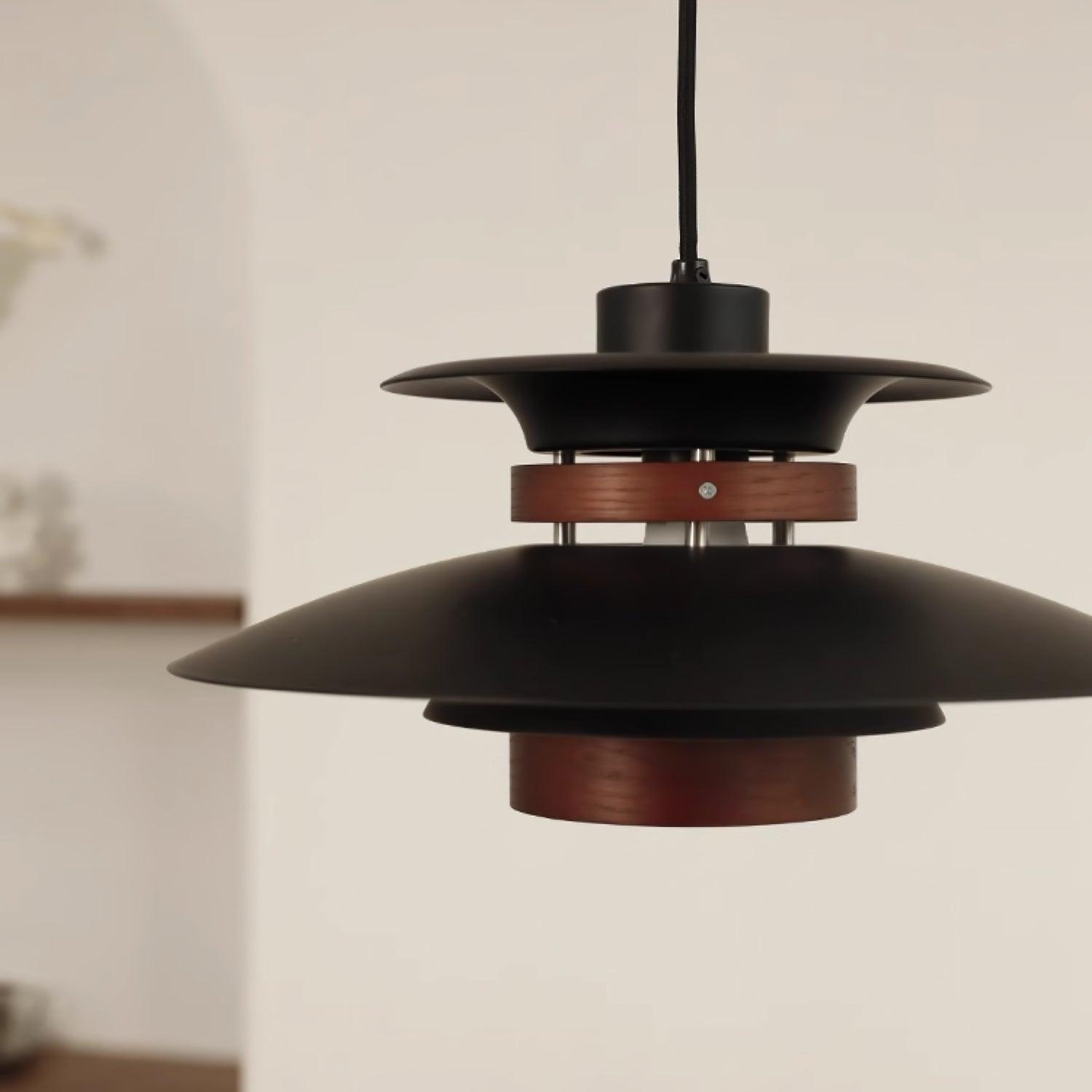 Xyla Pendant Lamp Wood Layered Shade Nordic Dining-Neutral Decor