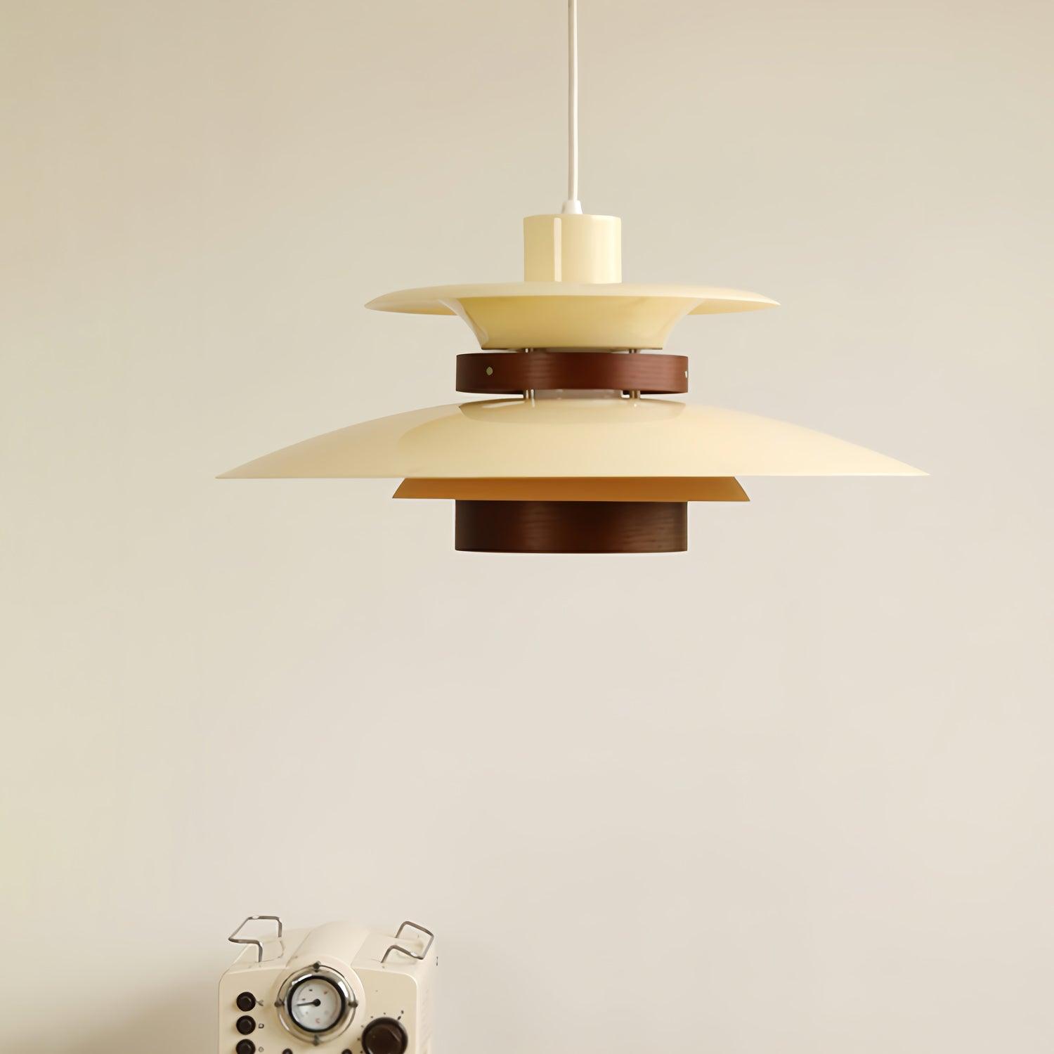 Xyla Pendant Lamp Wood Layered Shade Nordic Dining-Neutral Decor