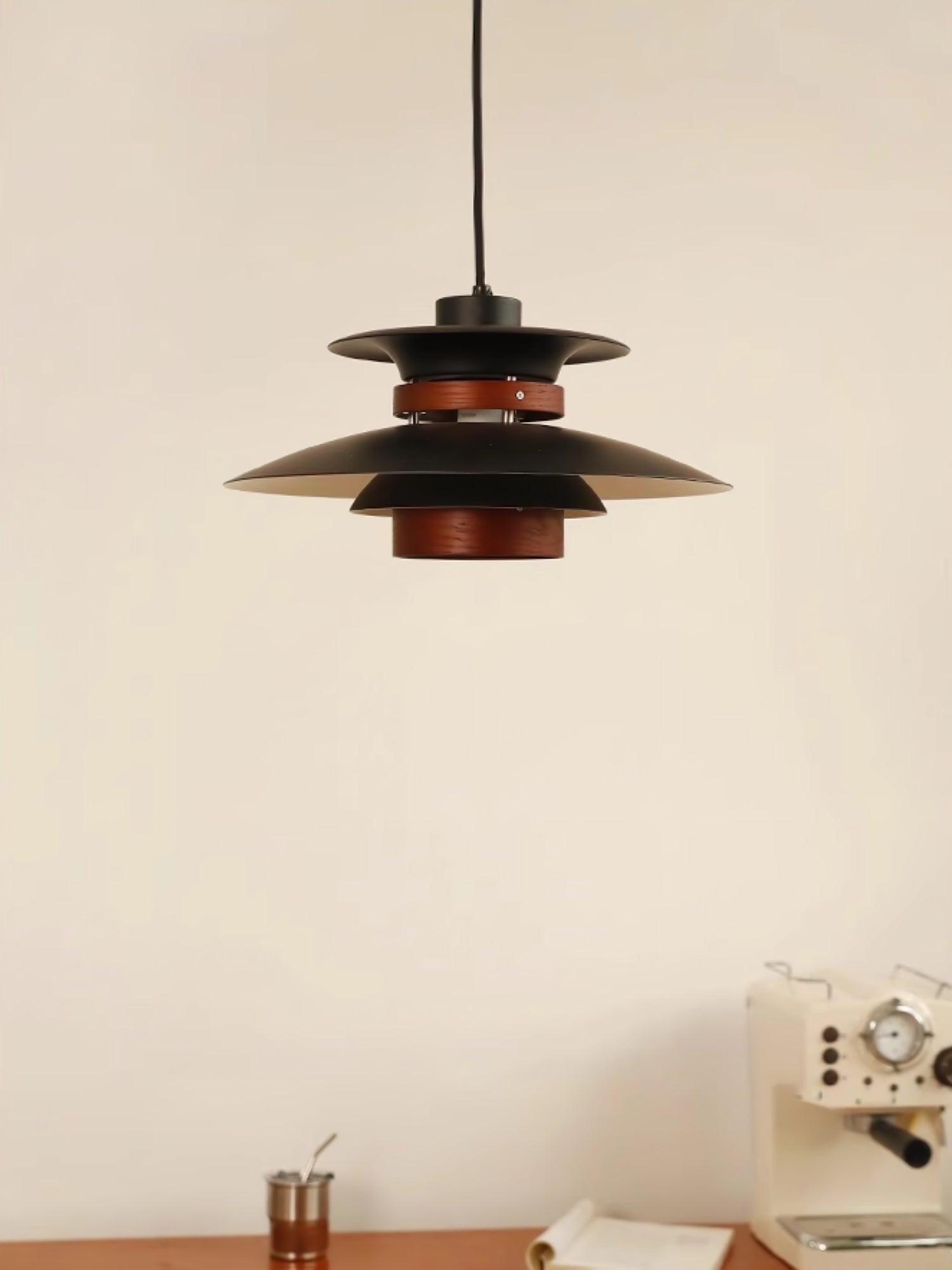 Xyla Pendant Lamp Wood Layered Shade Nordic Dining-Neutral Decor