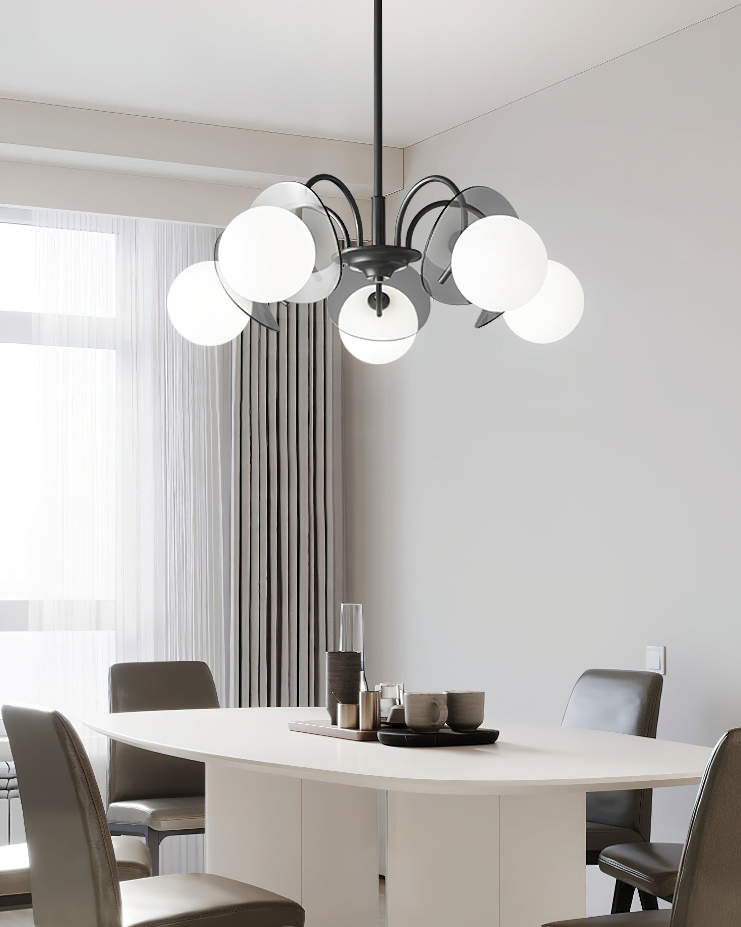 Aurora Chandelier Globe Arm Sculptural-Neutral Decor
