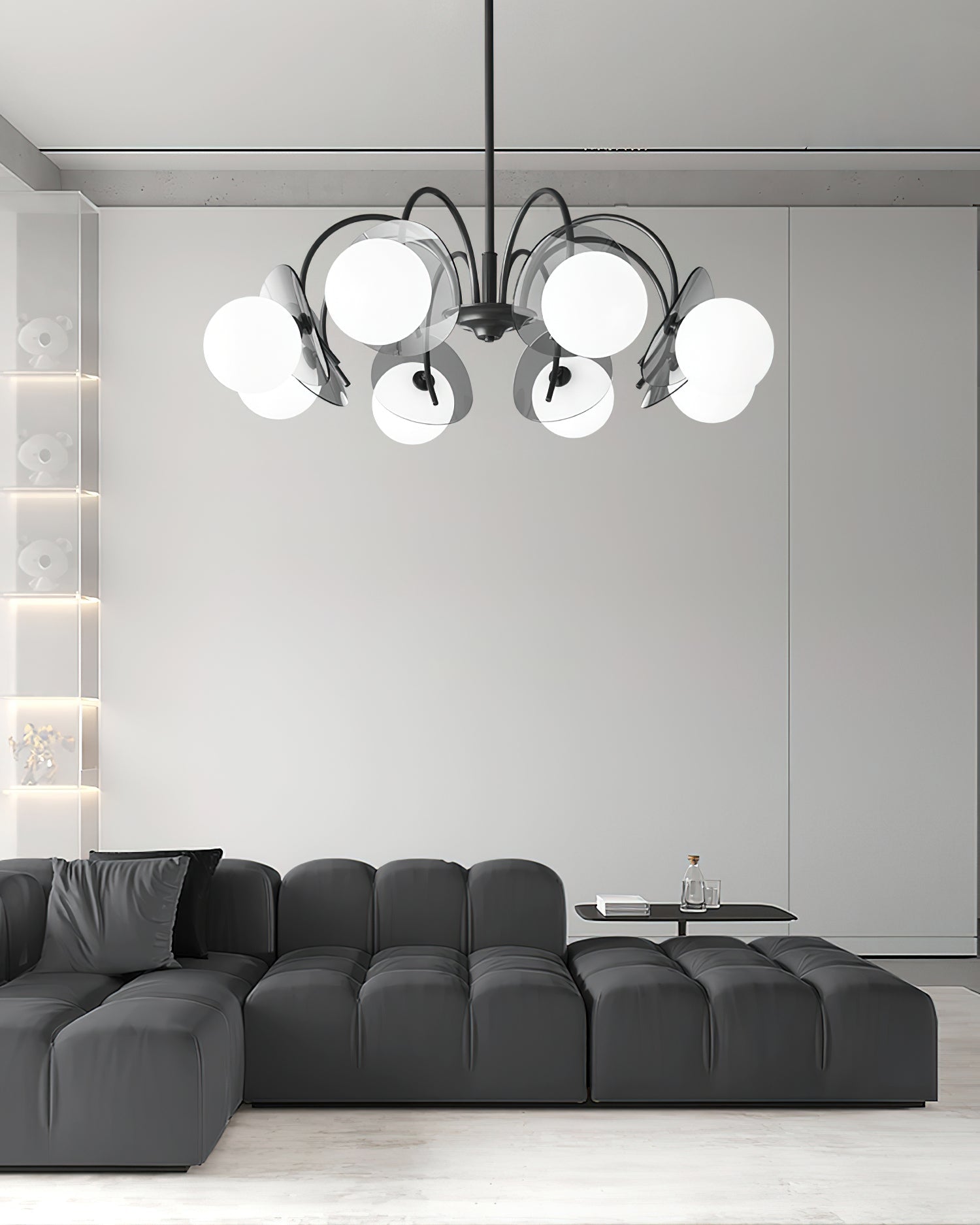 Aurora Chandelier Globe Arm Sculptural-Neutral Decor