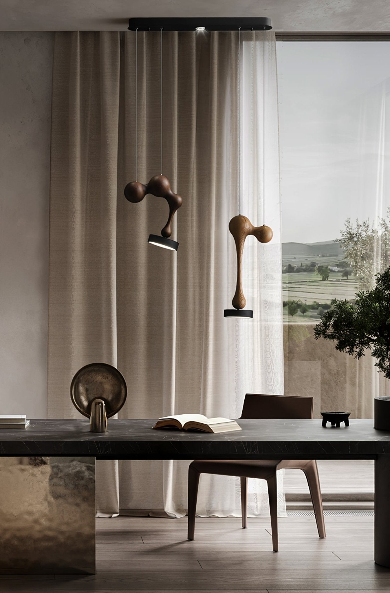 Drovia Rustic Wooden Pendant Light-Neutral Decor