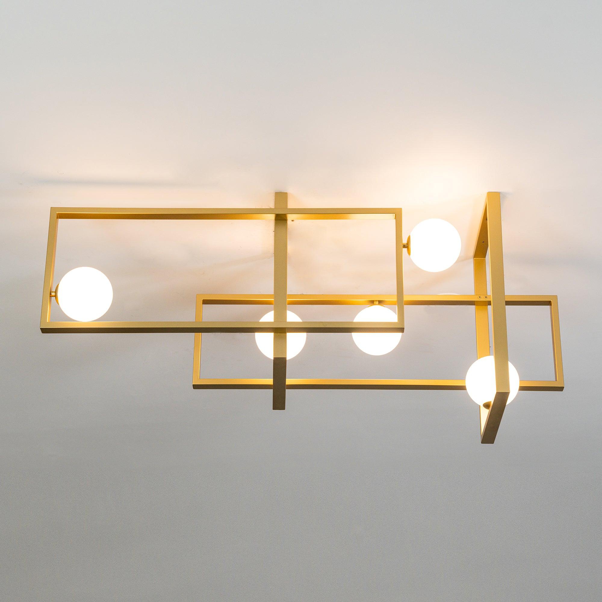 Lustra Chandelier Mondrian Glass Brass Geometric Modern-Neutral Decor