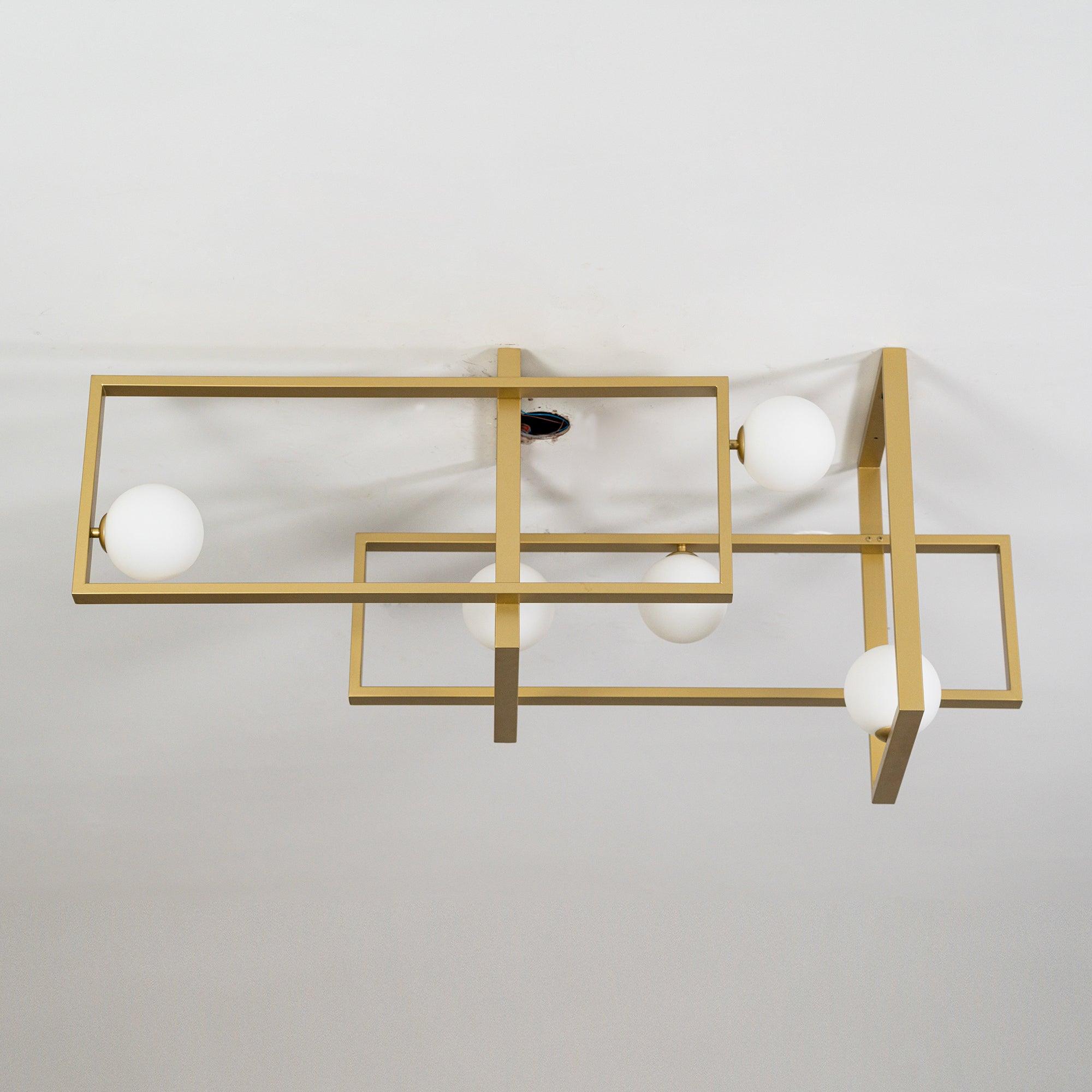 Lustra Chandelier Mondrian Glass Brass Geometric Modern-Neutral Decor