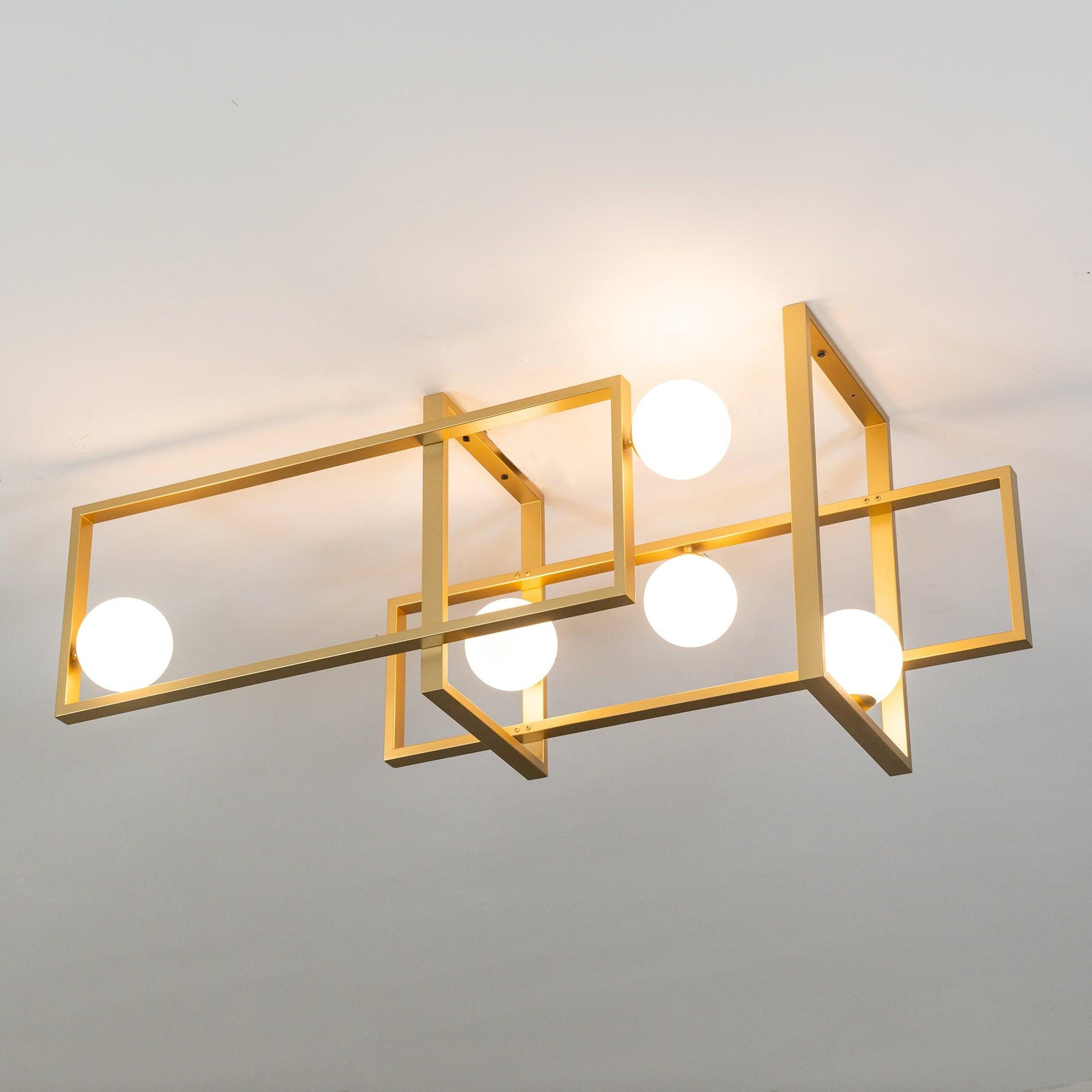 Lustra Chandelier Mondrian Glass Brass Geometric Modern-Neutral Decor