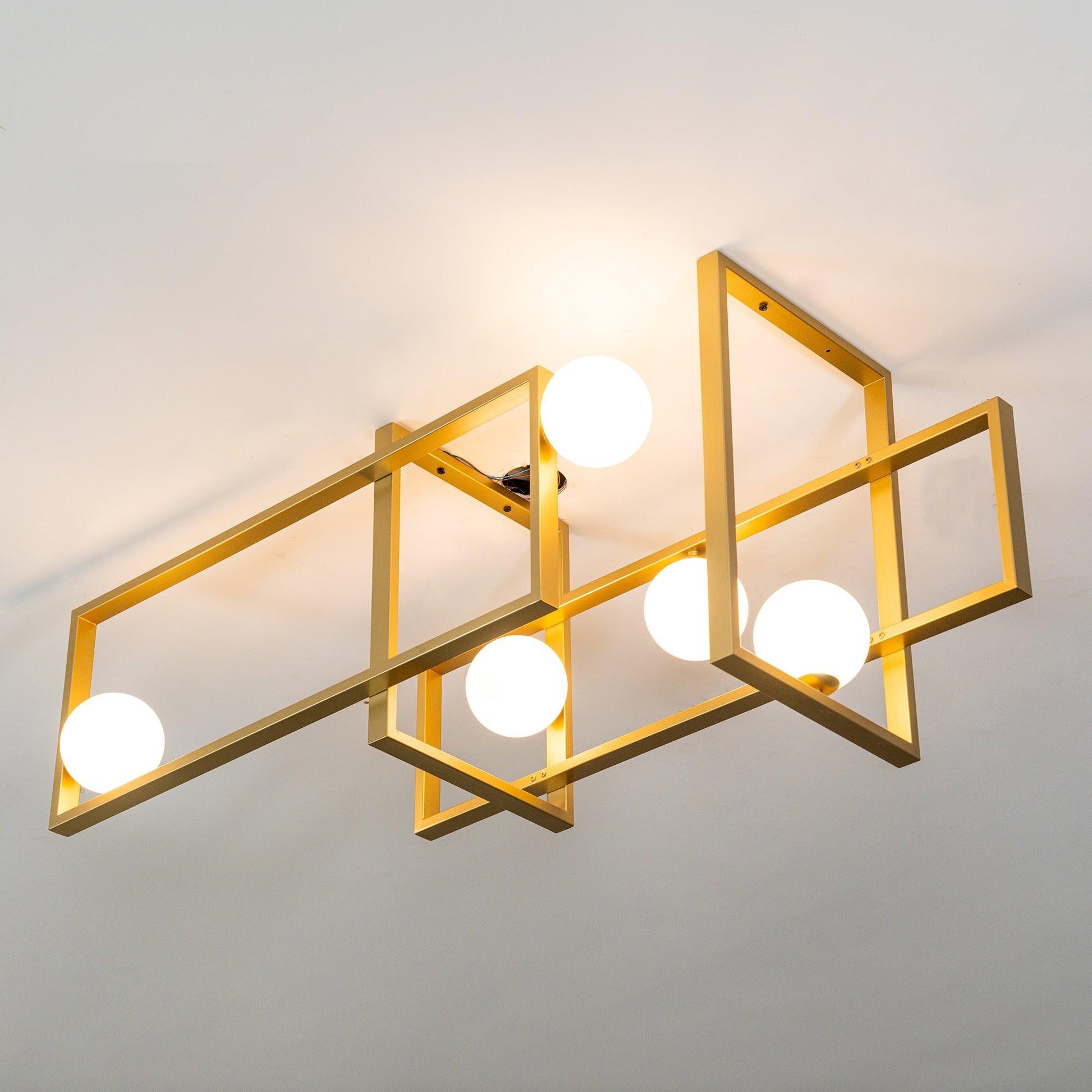 Lustra Chandelier Mondrian Glass Brass Geometric Modern-Neutral Decor