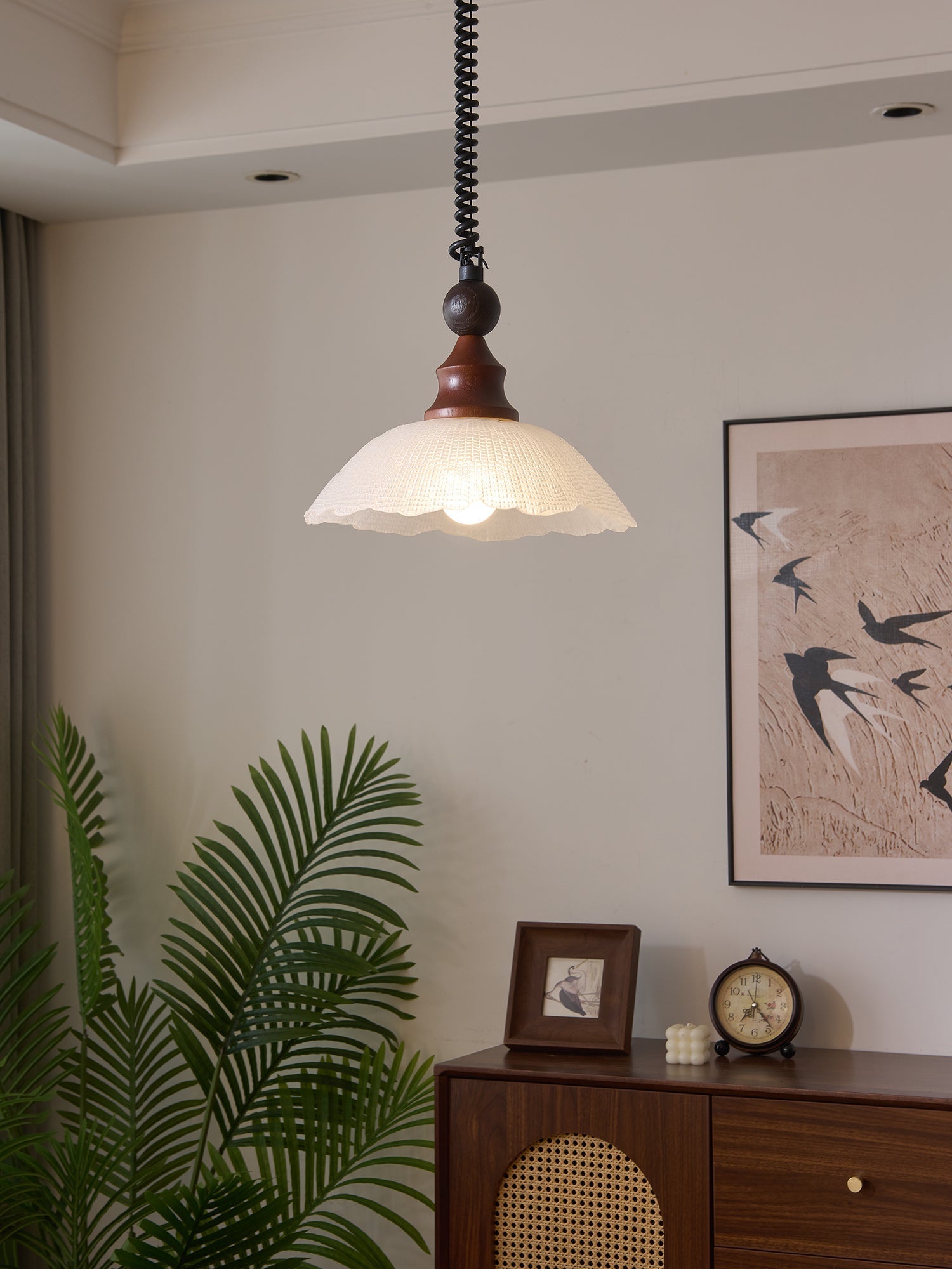 Nydoreth Elegance Vintage Art Wood Pendant Lamp-Neutral Decor