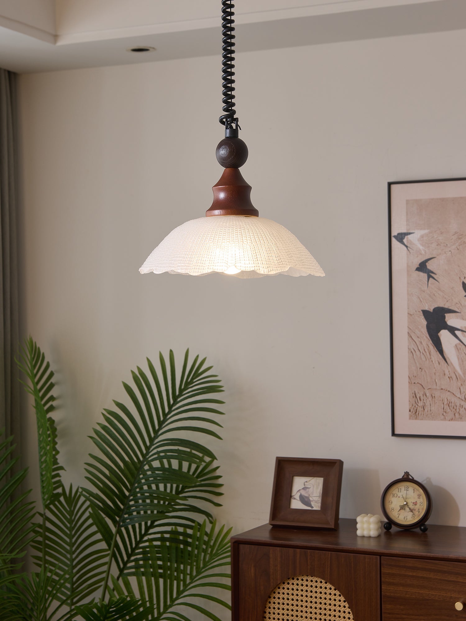 Nydoreth Elegance Vintage Art Wood Pendant Lamp-Neutral Decor