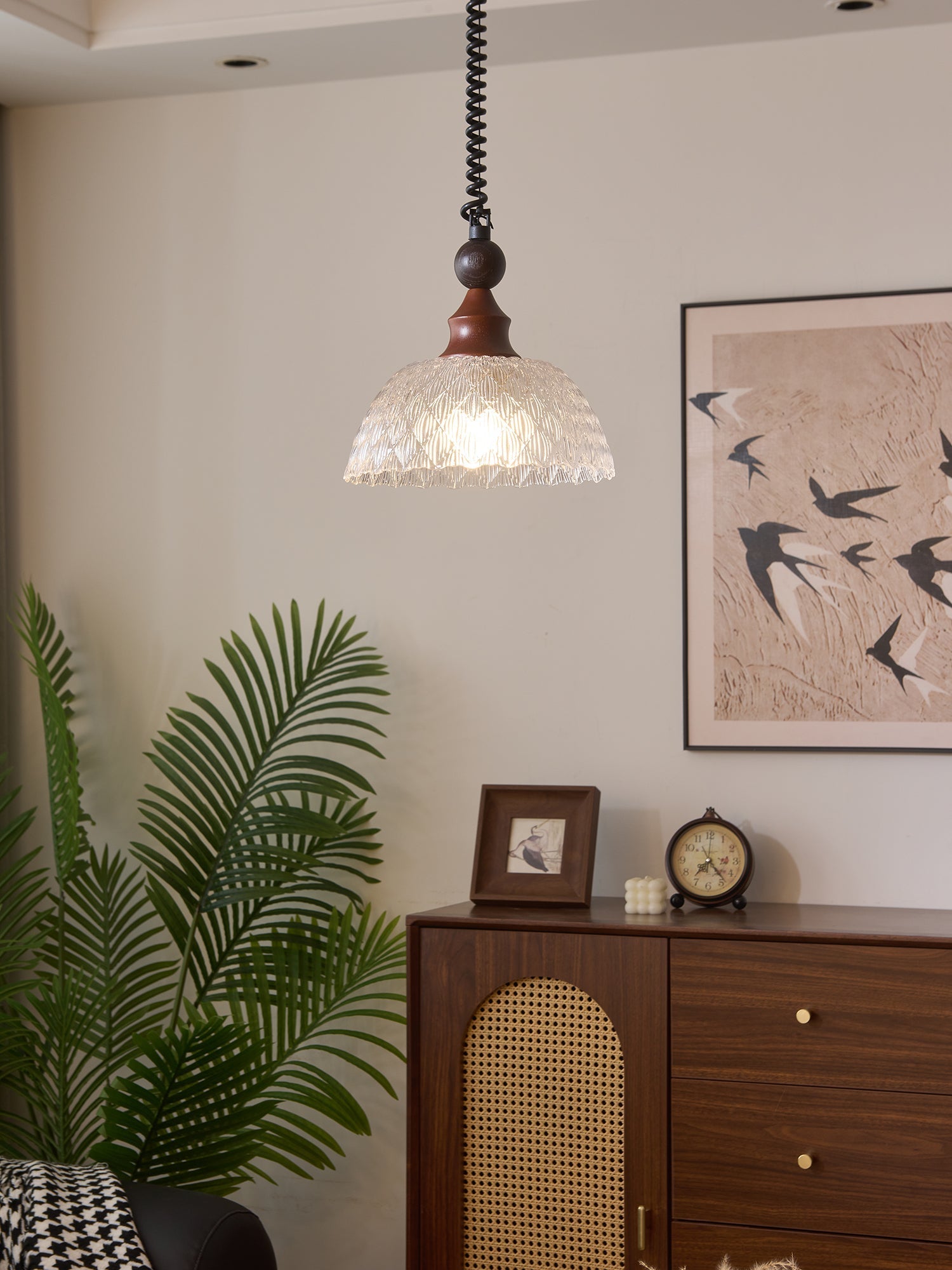 Nydoreth Elegance Vintage Art Wood Pendant Lamp-Neutral Decor