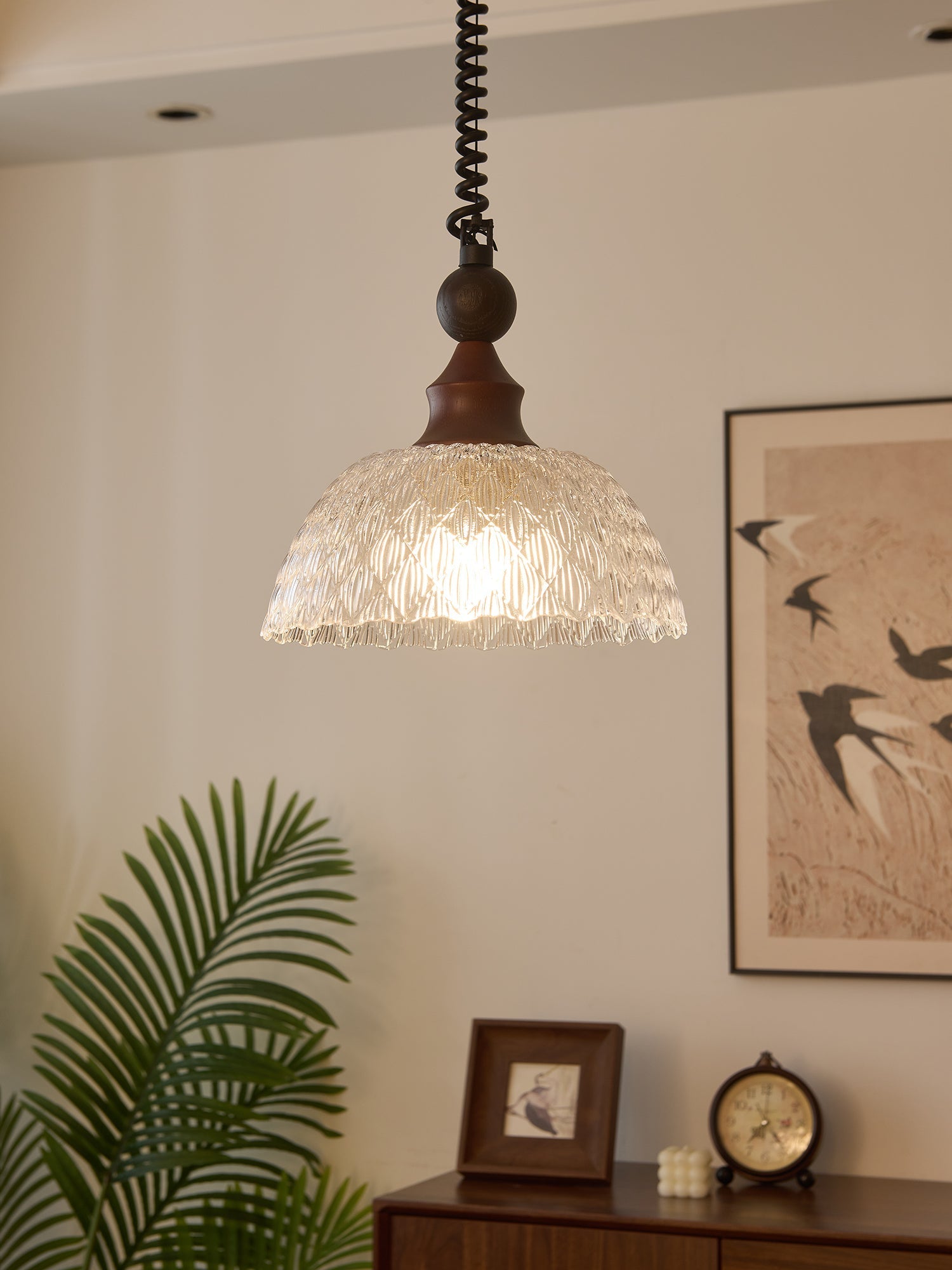 Nydoreth Elegance Vintage Art Wood Pendant Lamp-Neutral Decor