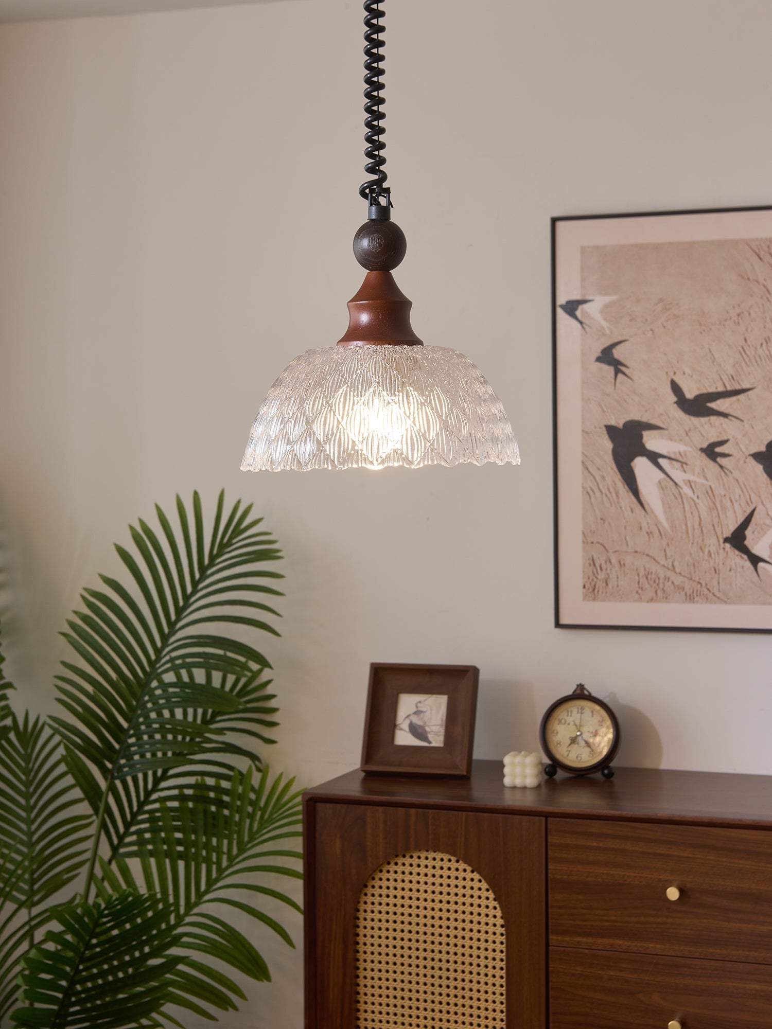 Nydoreth Elegance Vintage Art Wood Pendant Lamp-Neutral Decor