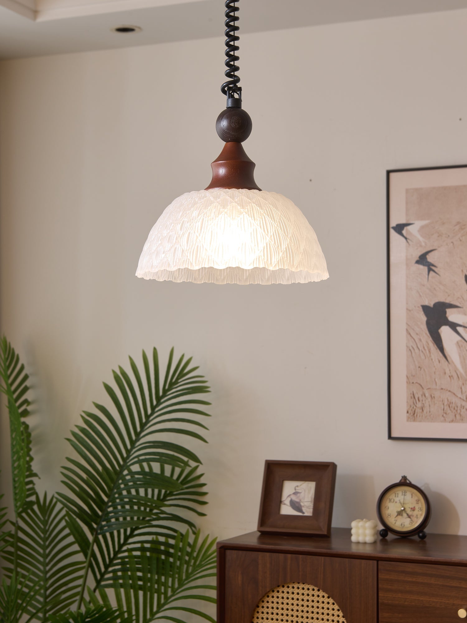 Nydoreth Elegance Vintage Art Wood Pendant Lamp-Neutral Decor