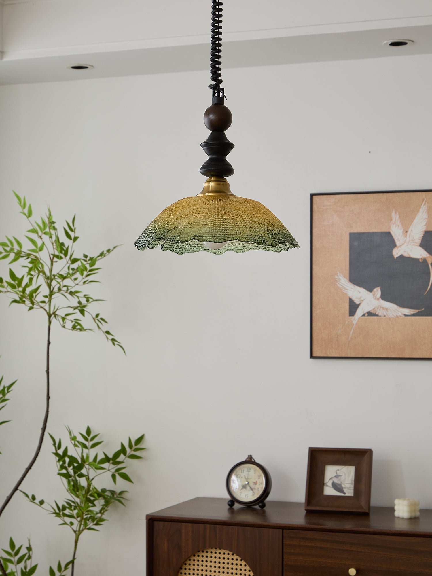 Nydoreth Elegance Vintage Art Wood Pendant Lamp-Neutral Decor