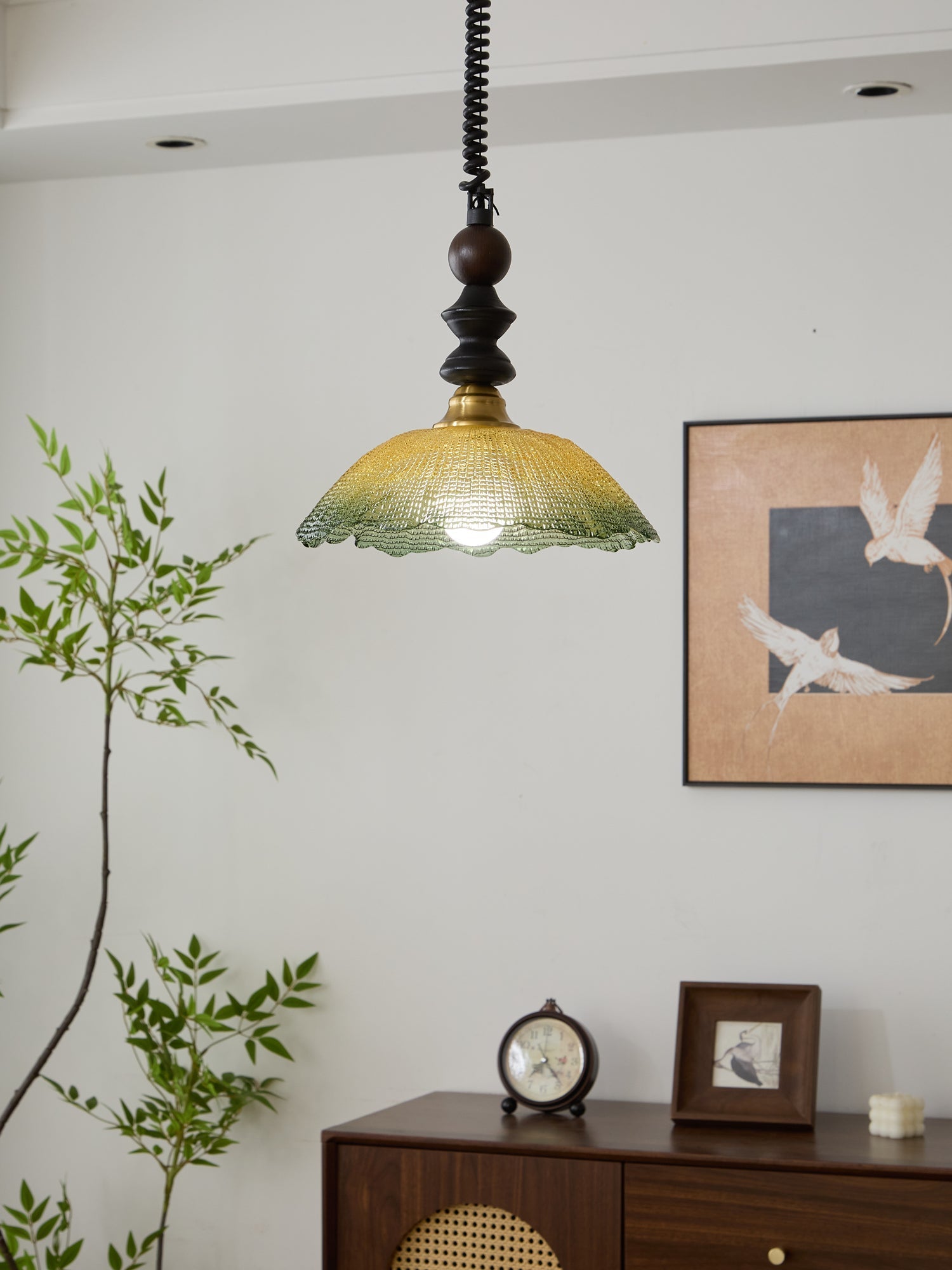 Nydoreth Elegance Vintage Art Wood Pendant Lamp-Neutral Decor