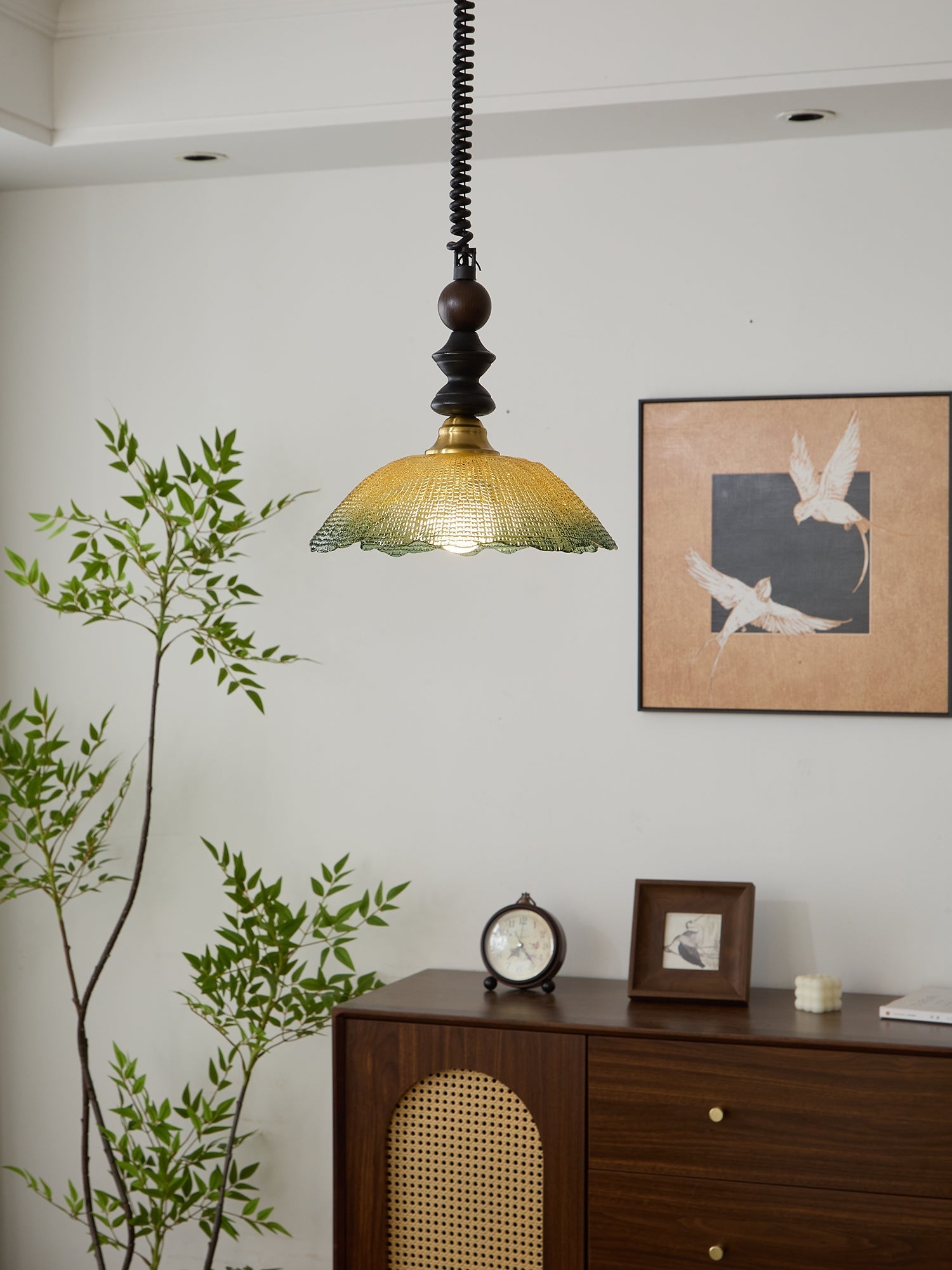 Nydoreth Elegance Vintage Art Wood Pendant Lamp-Neutral Decor