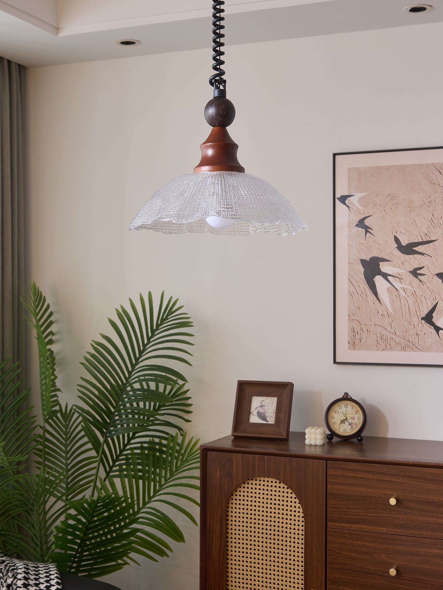 Nydoreth Elegance Vintage Art Wood Pendant Lamp-Neutral Decor