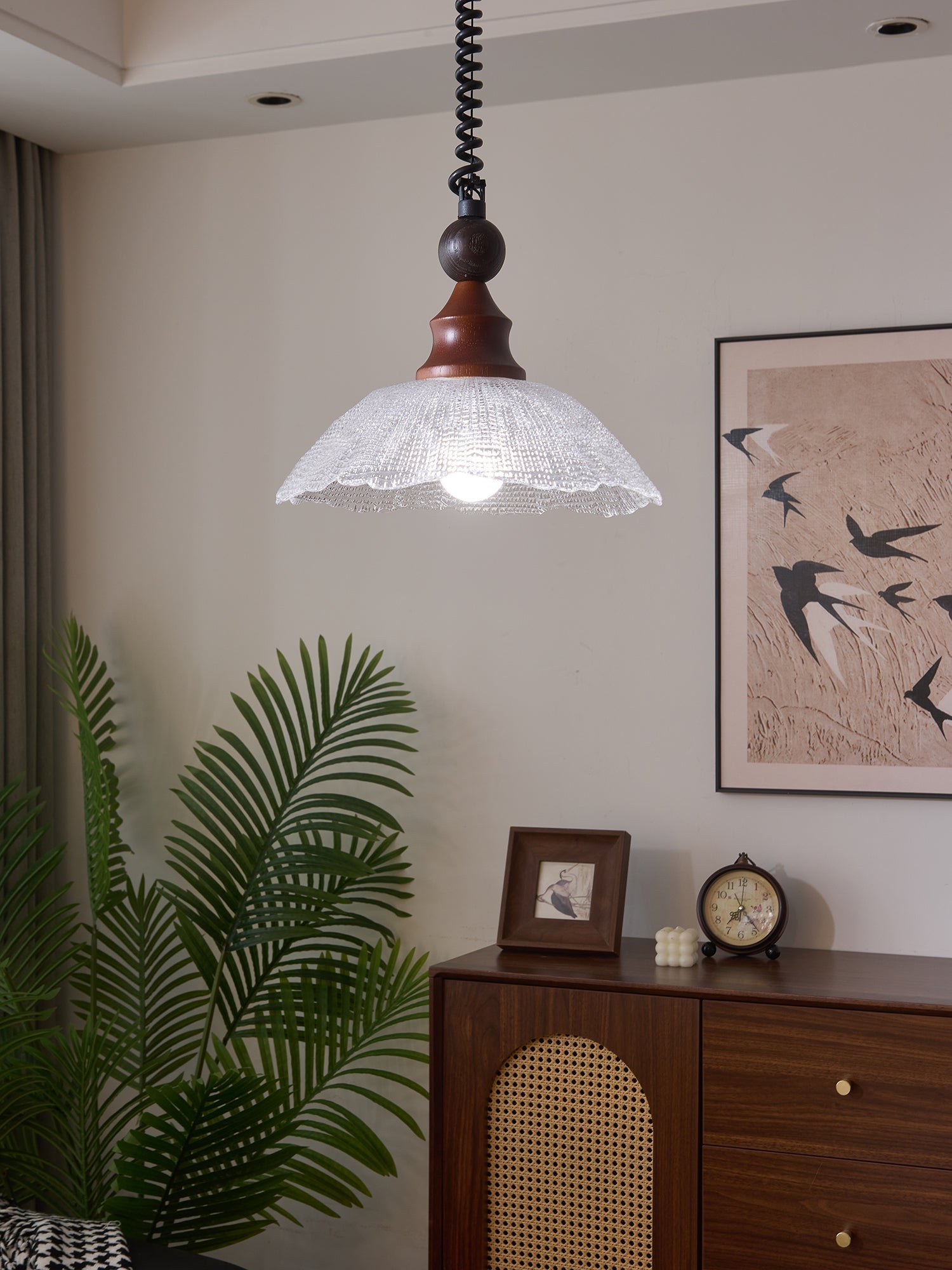 Nydoreth Elegance Vintage Art Wood Pendant Lamp-Neutral Decor