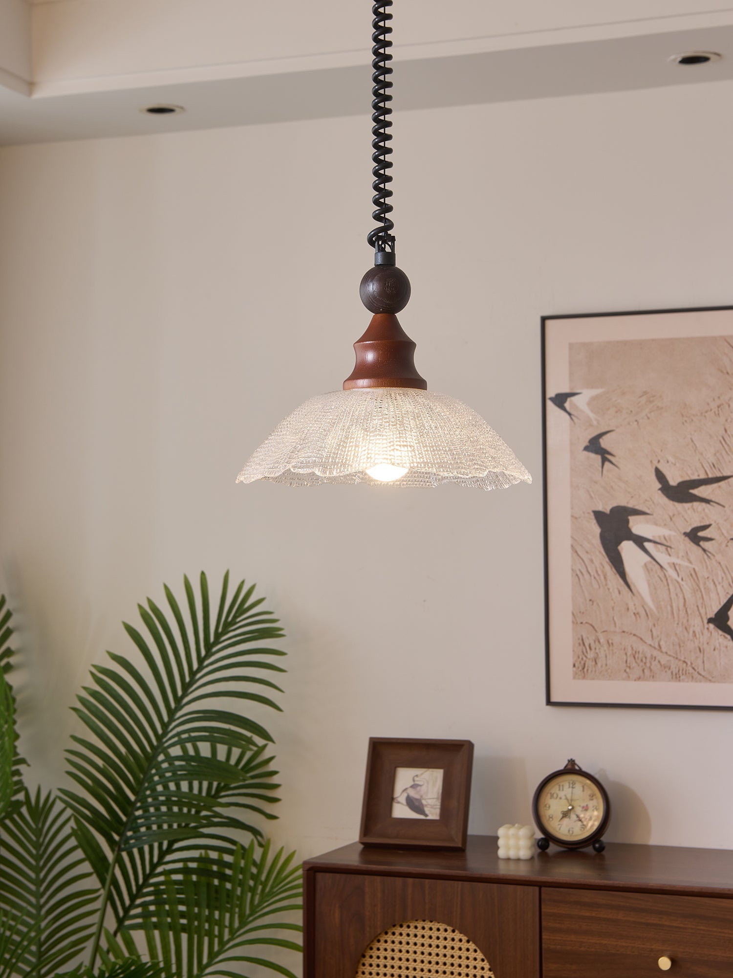 Nydoreth Elegance Vintage Art Wood Pendant Lamp-Neutral Decor