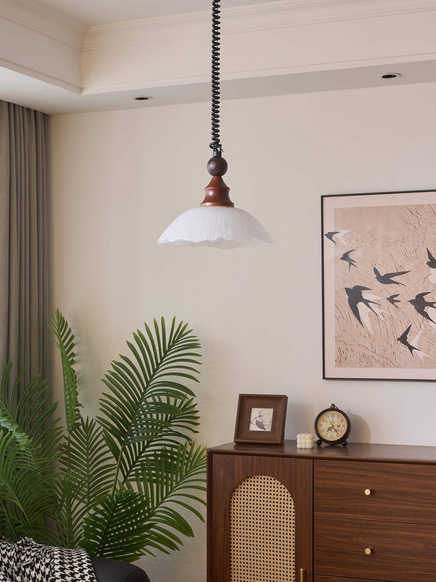 Nydoreth Elegance Vintage Art Wood Pendant Lamp-Neutral Decor