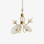 Lustra Chandelier Brass Glass Floral Vintage-Neutral Decor