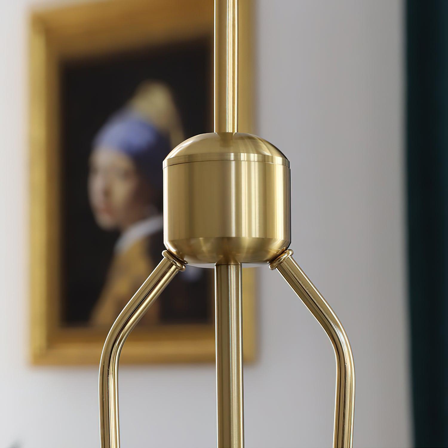Lustra Chandelier Brass Glass Floral Vintage-Neutral Decor