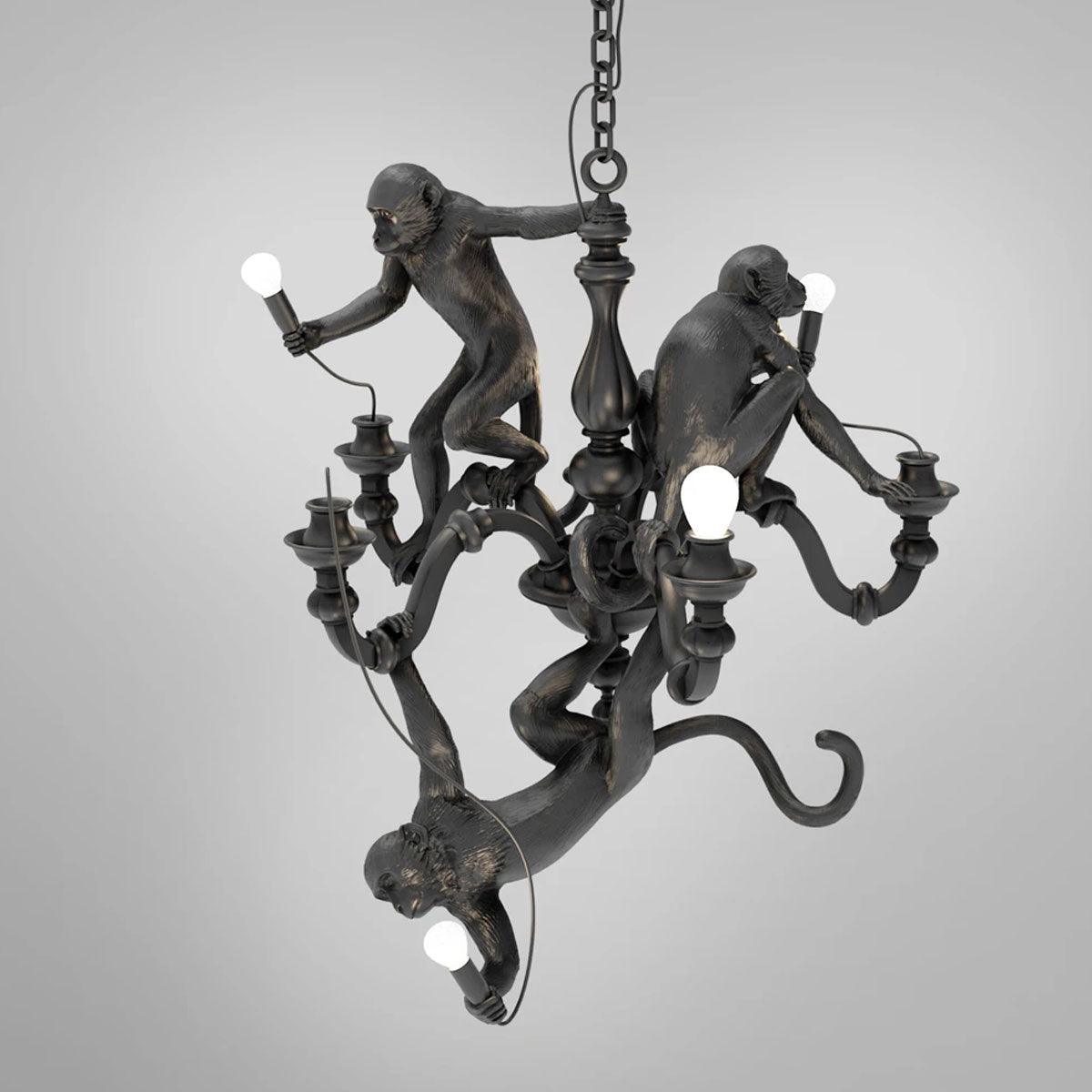 Tixor Chandelier Monkey Black Playful Sculpture-Neutral Decor