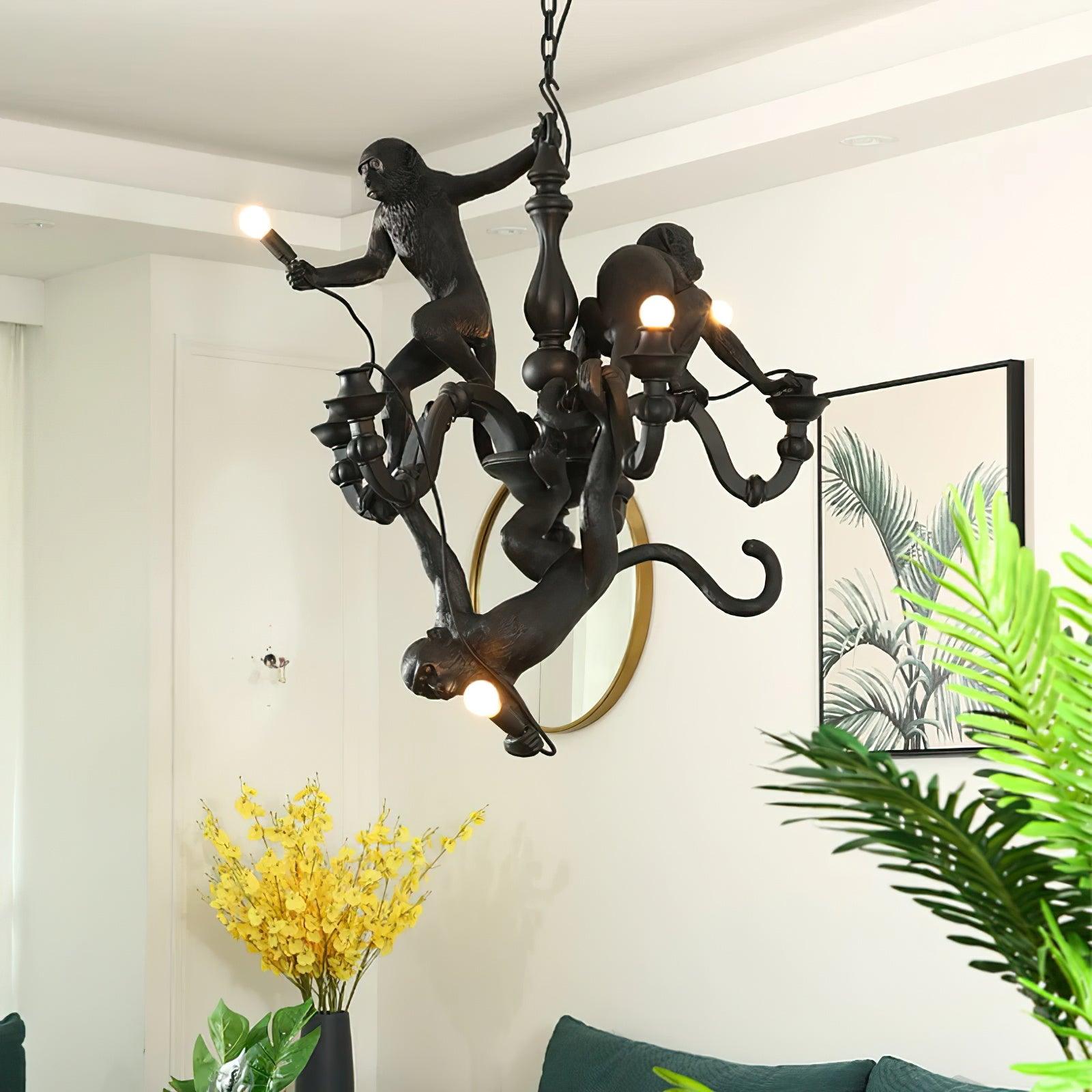 Tixor Chandelier Monkey Black Playful Sculpture-Neutral Decor
