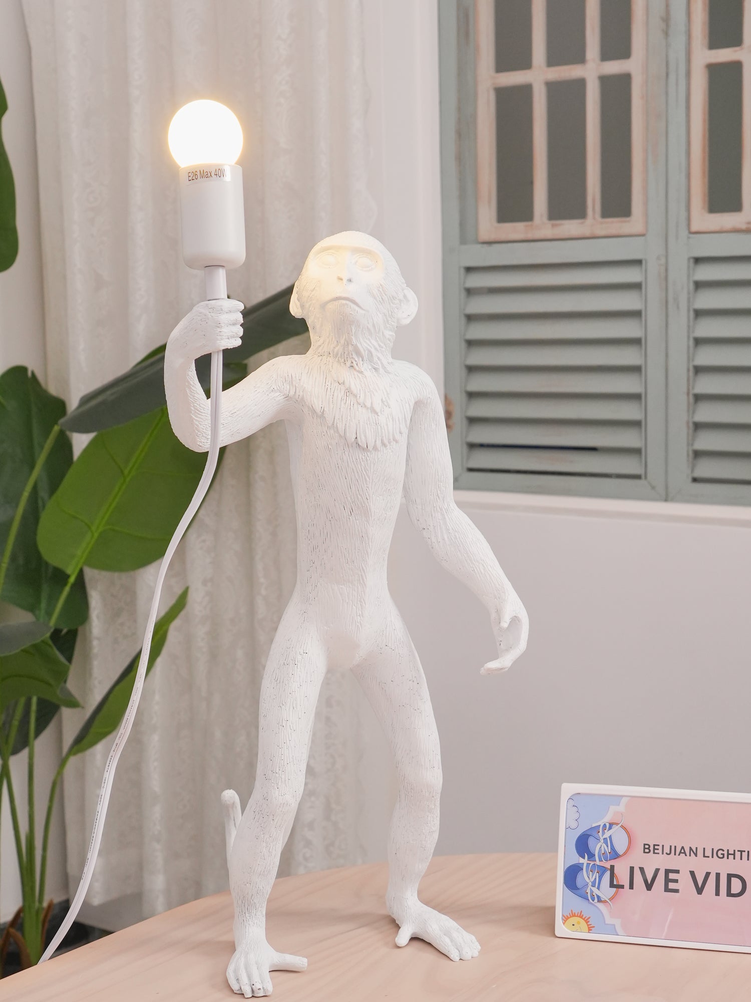 Riven Resin Whimsical Table Lamp-Neutral Decor