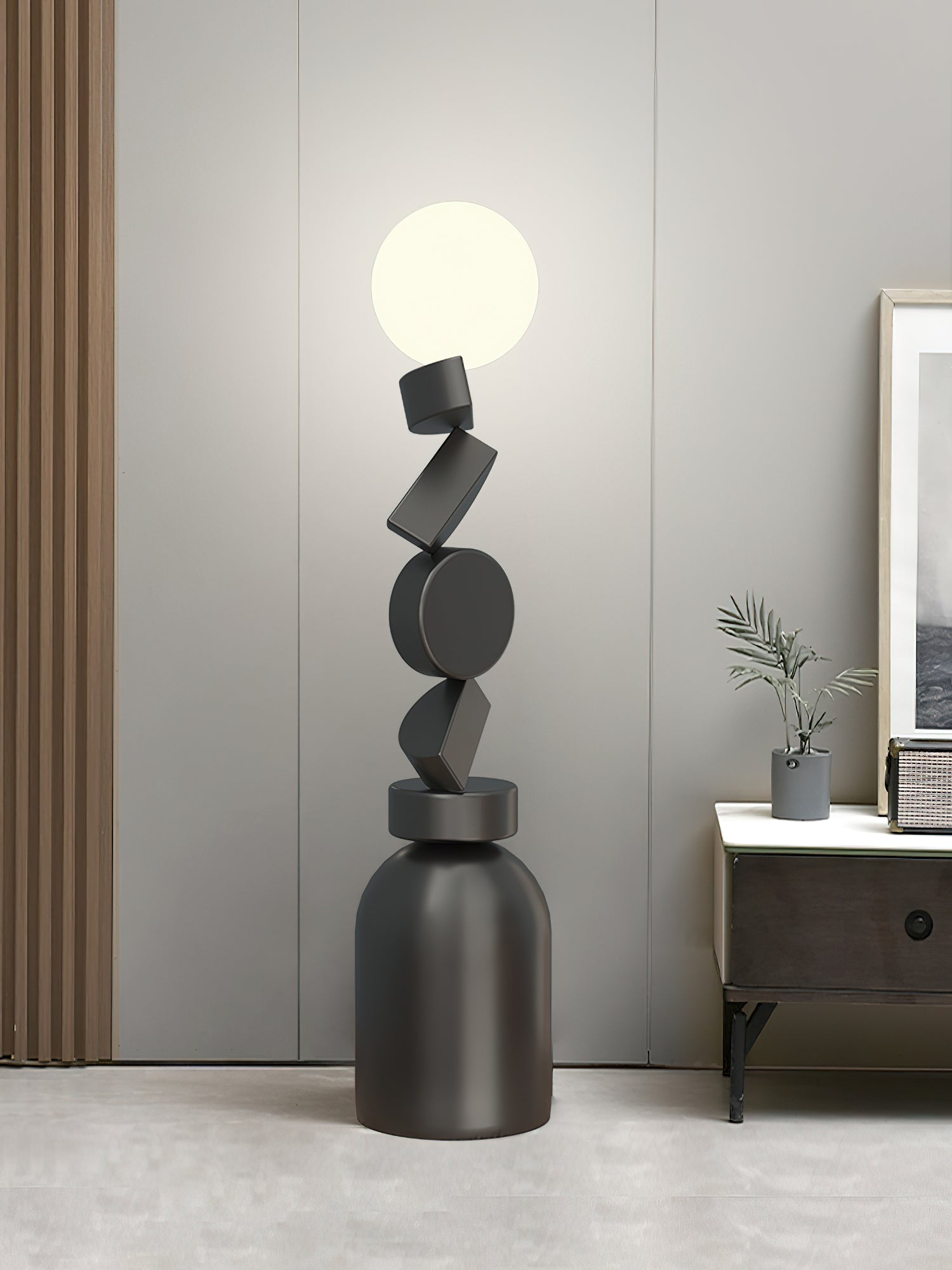 Veloz Floor Lamp Monolith Cube Black Base-Neutral Decor