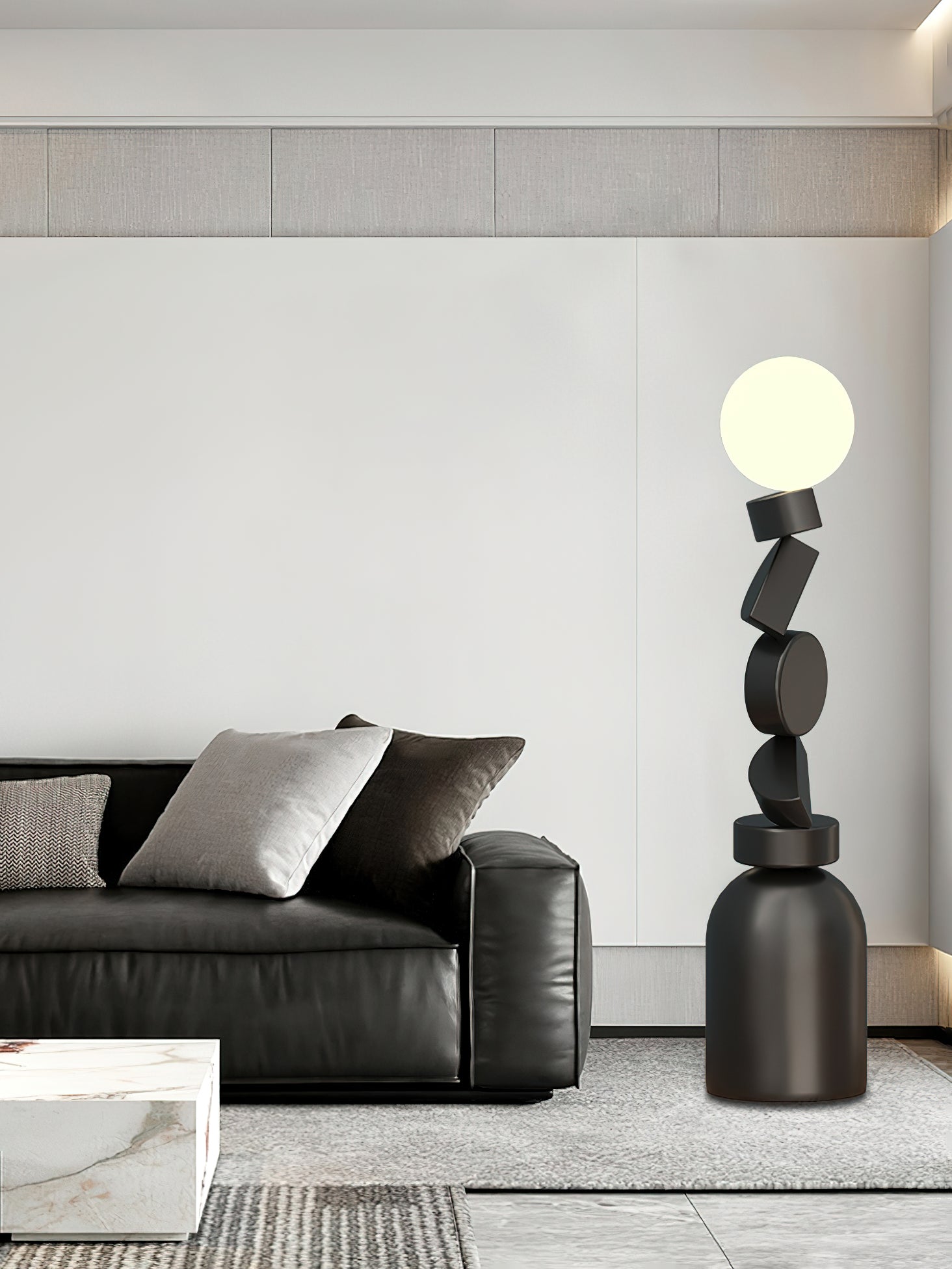 Veloz Floor Lamp Monolith Cube Black Base-Neutral Decor