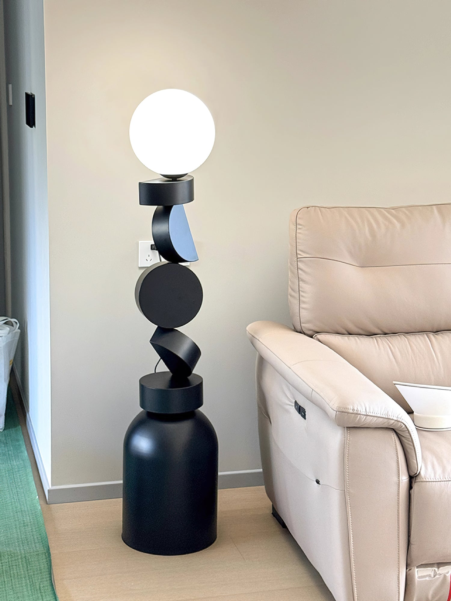 Veloz Floor Lamp Monolith Cube Black Base-Neutral Decor