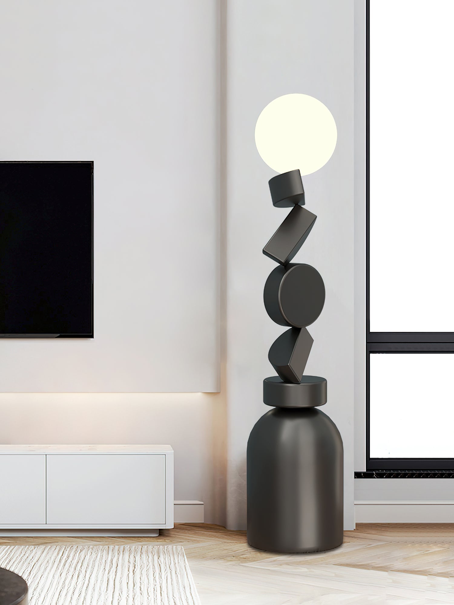 Veloz Floor Lamp Monolith Cube Black Base-Neutral Decor