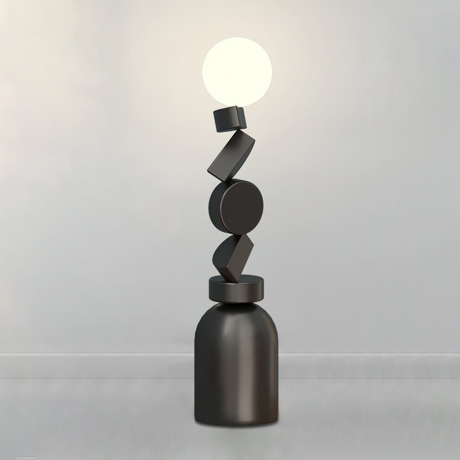 Veloz Floor Lamp Monolith Cube Black Base-Neutral Decor