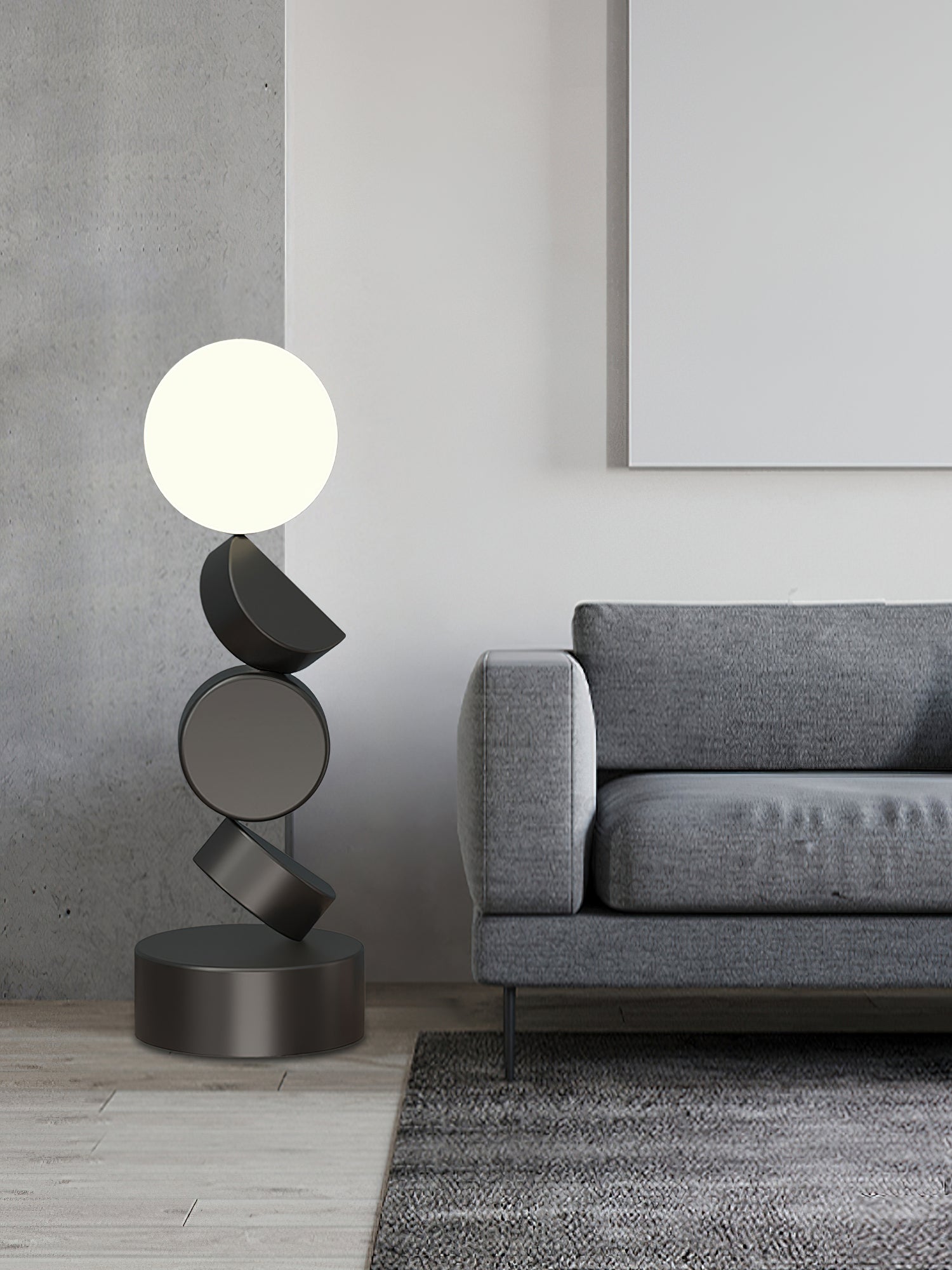Veloz Floor Lamp Monolith Cube Black Base-Neutral Decor