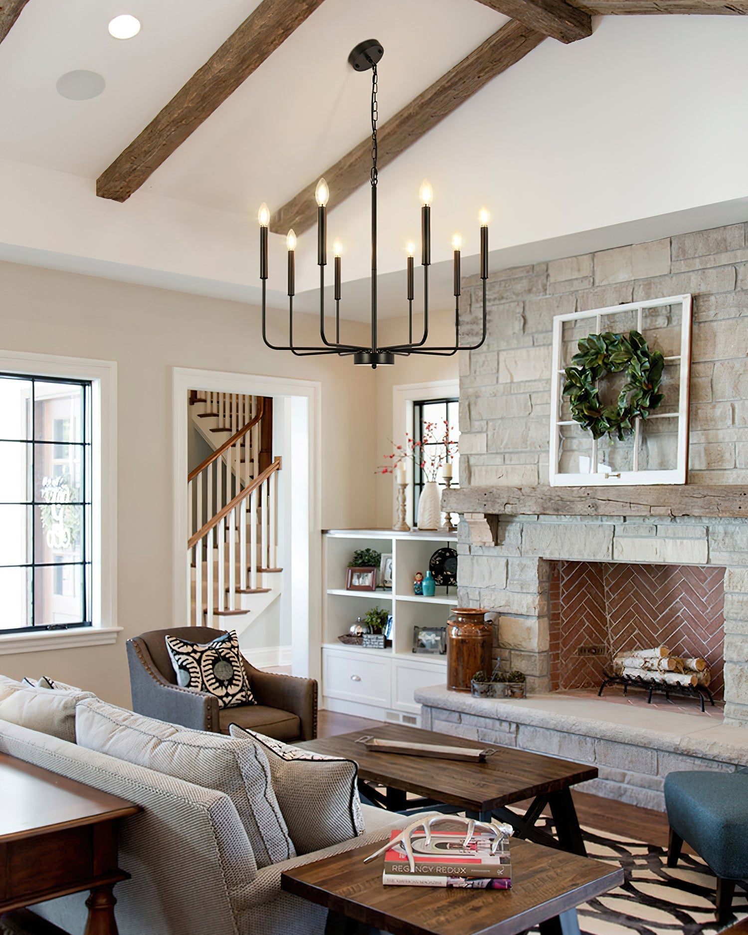 Lustra Chandelier Candle Arm Modern-Neutral Decor