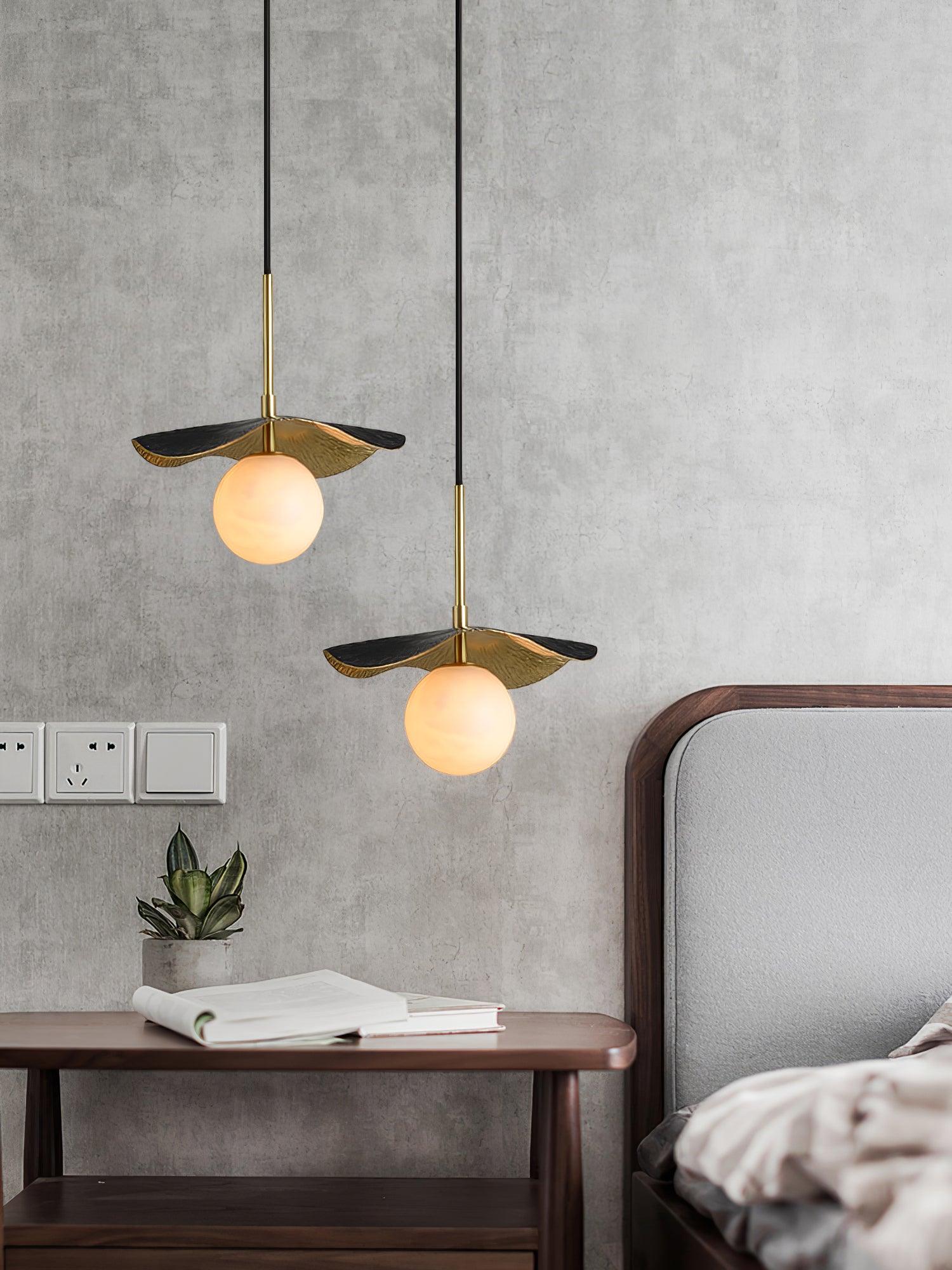 Talem Leaf Canopy Alabaster Pendant Light-Neutral Decor