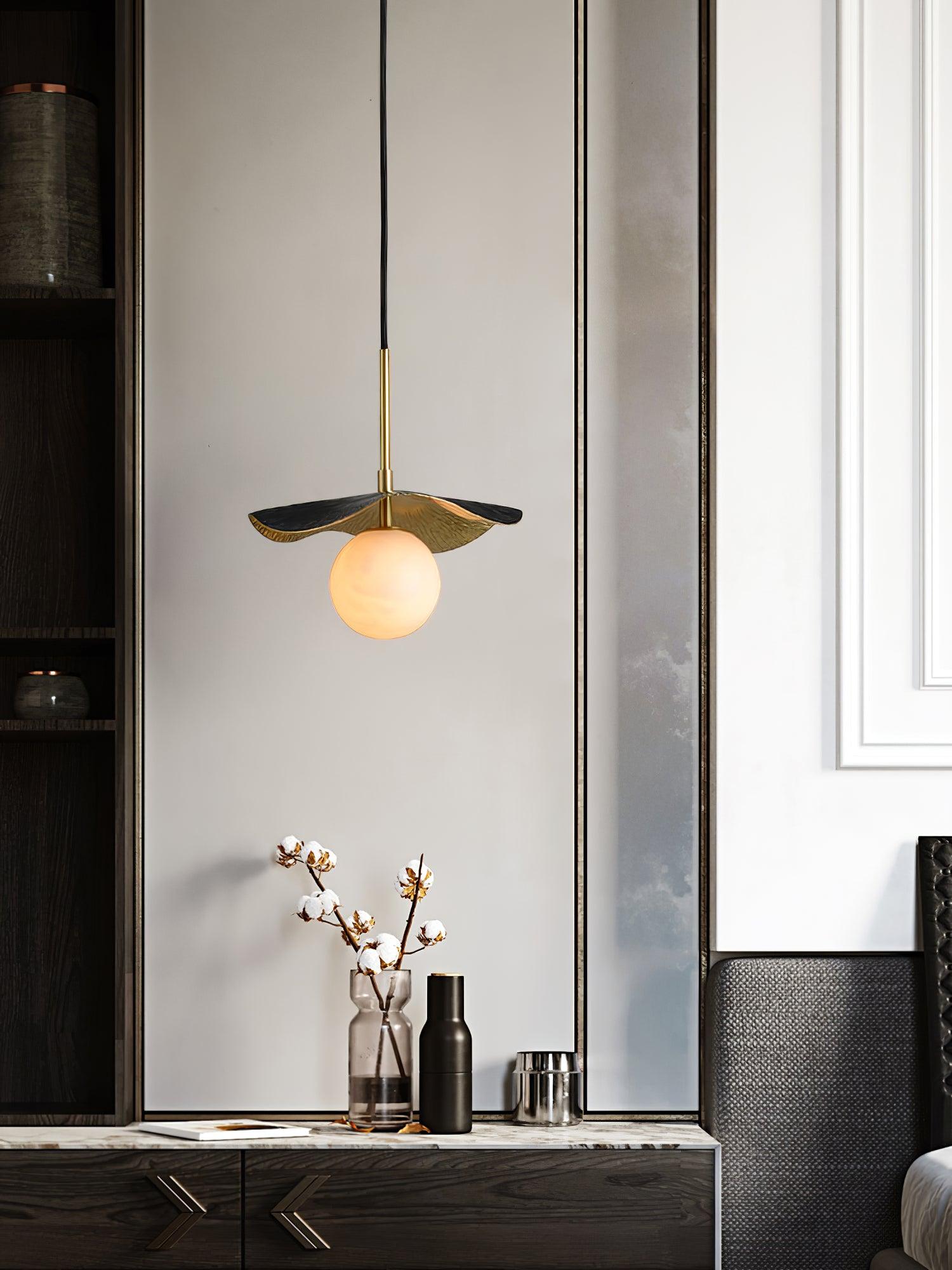Talem Leaf Canopy Alabaster Pendant Light-Neutral Decor